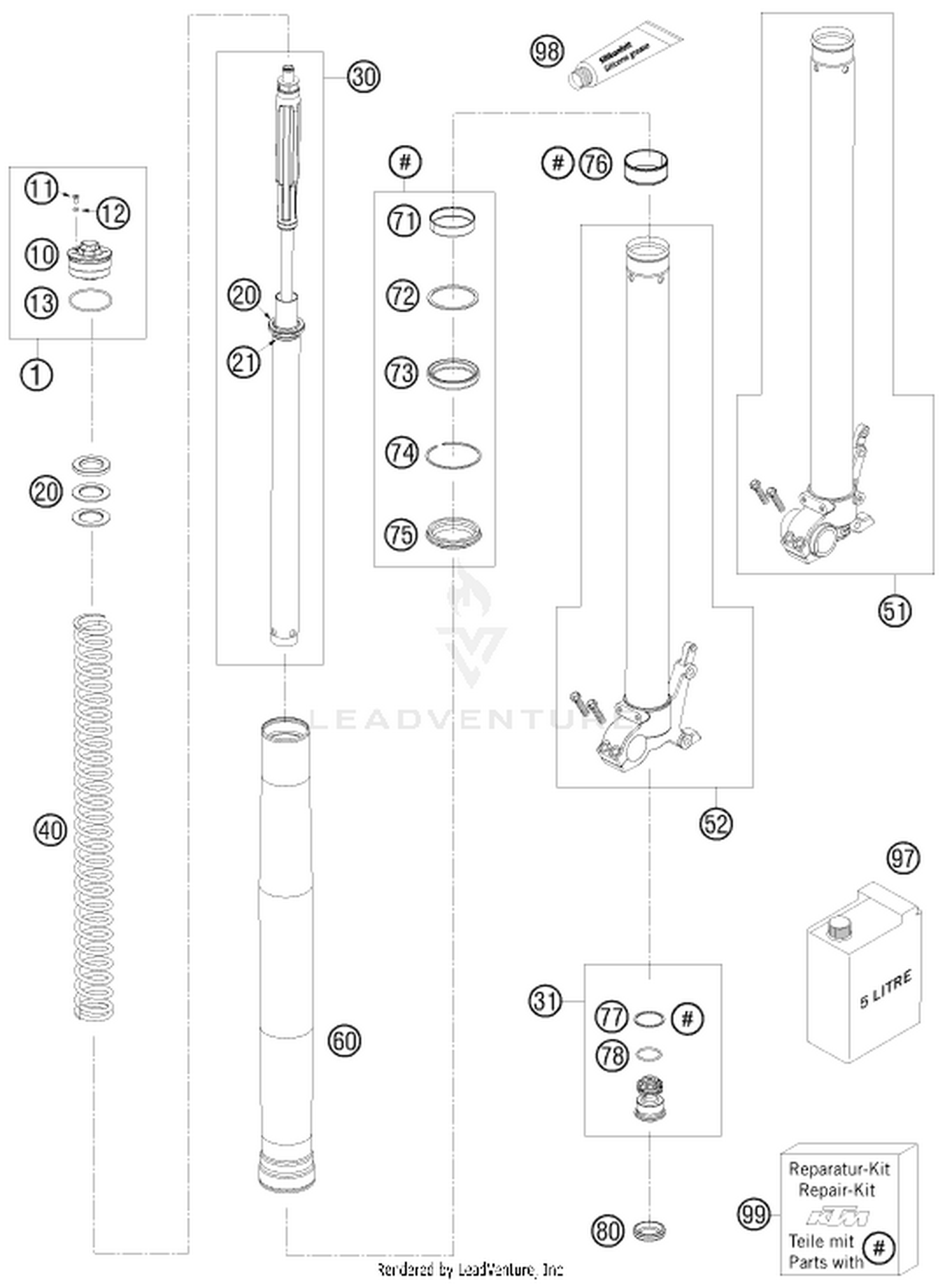 01 FRONT FORK DISASSEMBLED