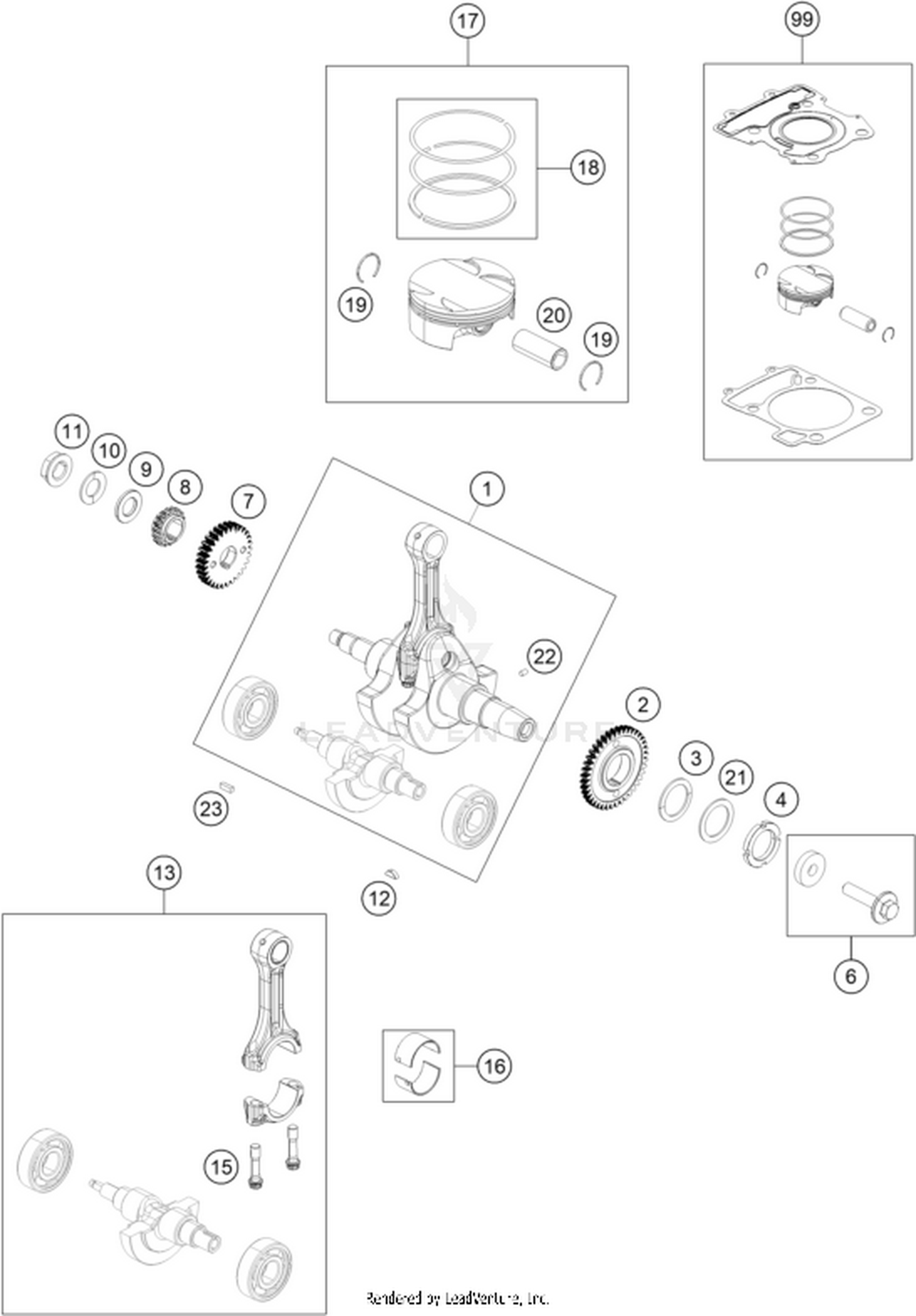 30 CRANKSHAFT, PISTON