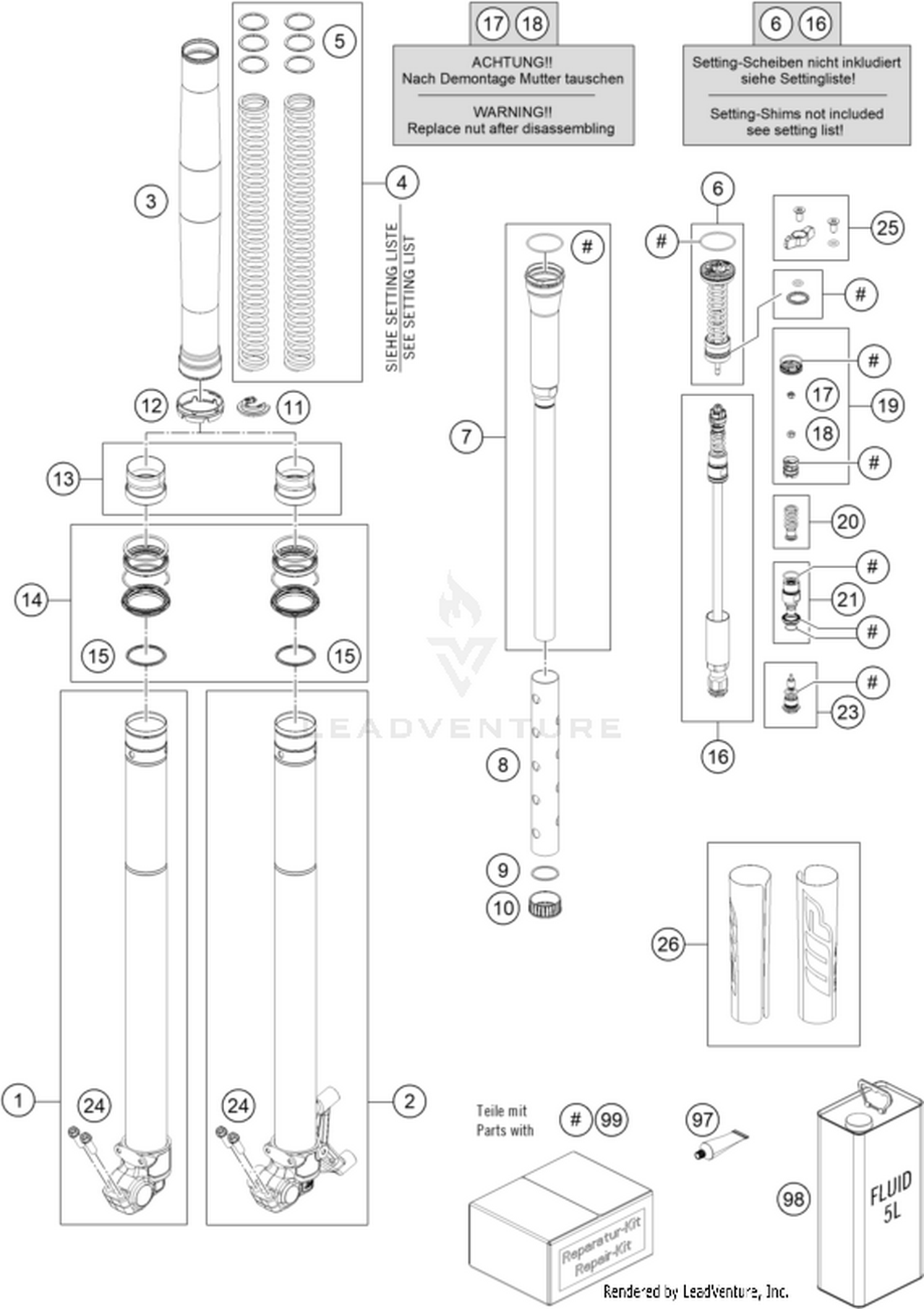 01 FRONT FORK DISASSEMBLED