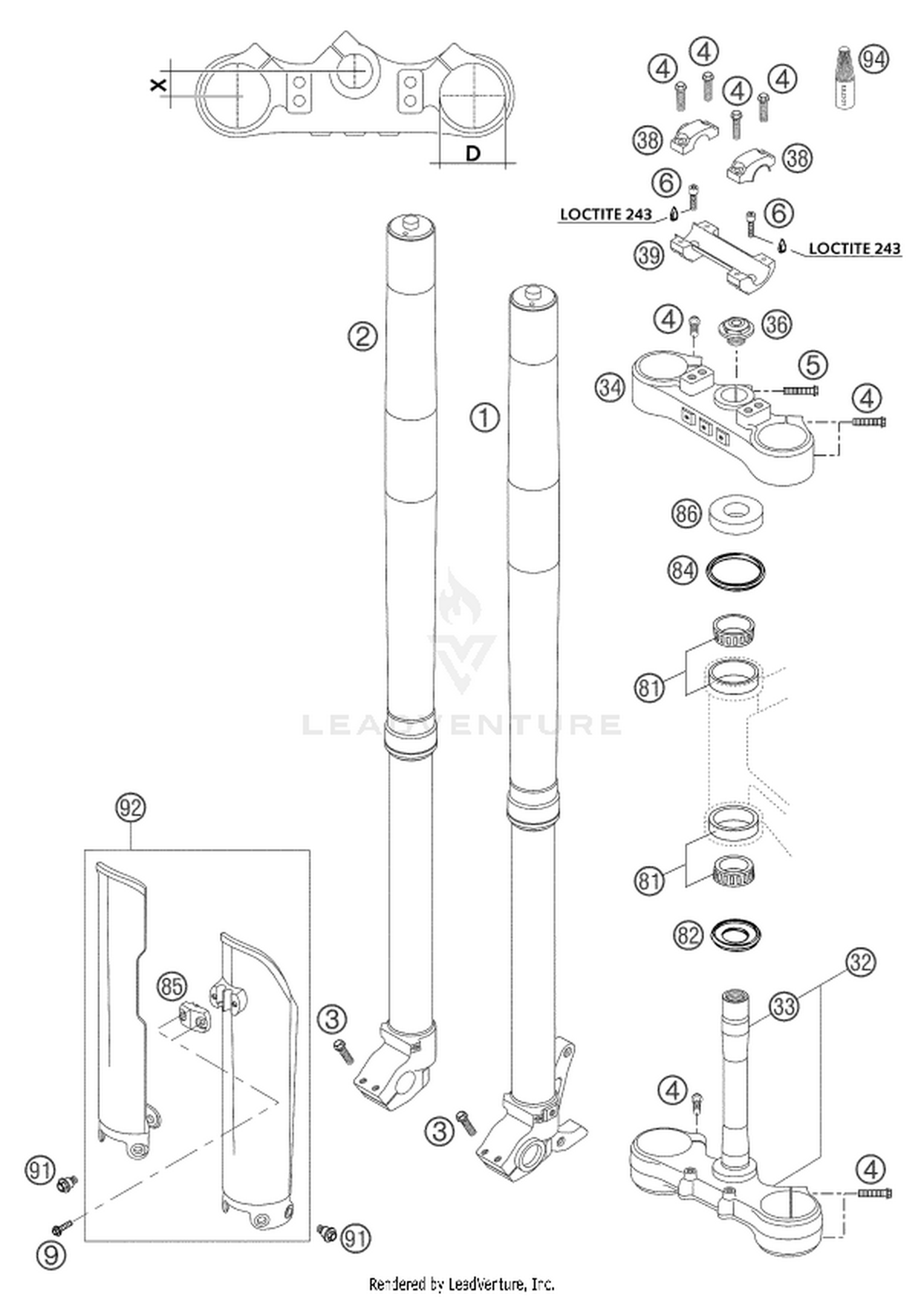 01 FRONT FORK, TRIPLE CLAMP