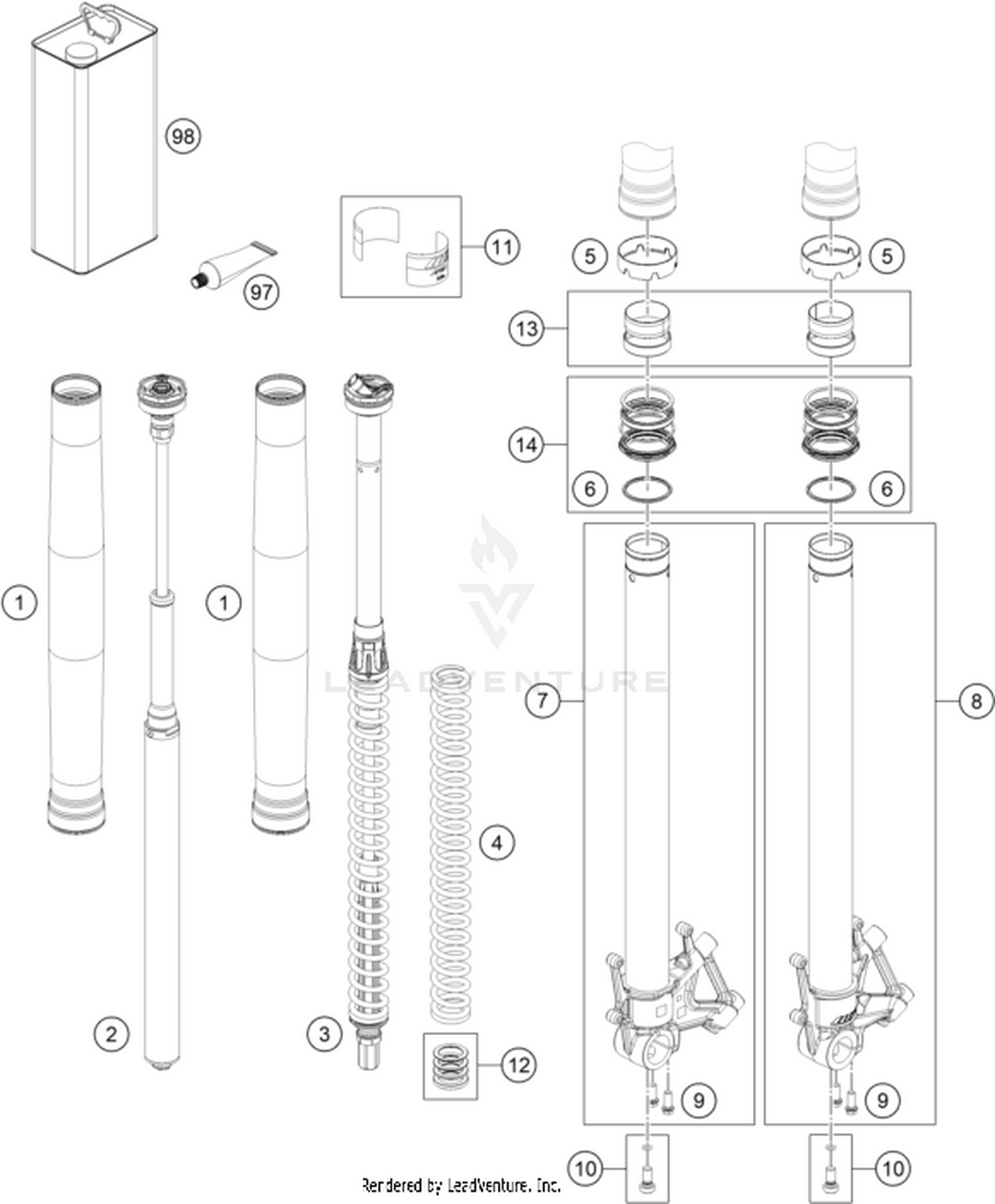 01 FRONT FORK DISASSEMBLED