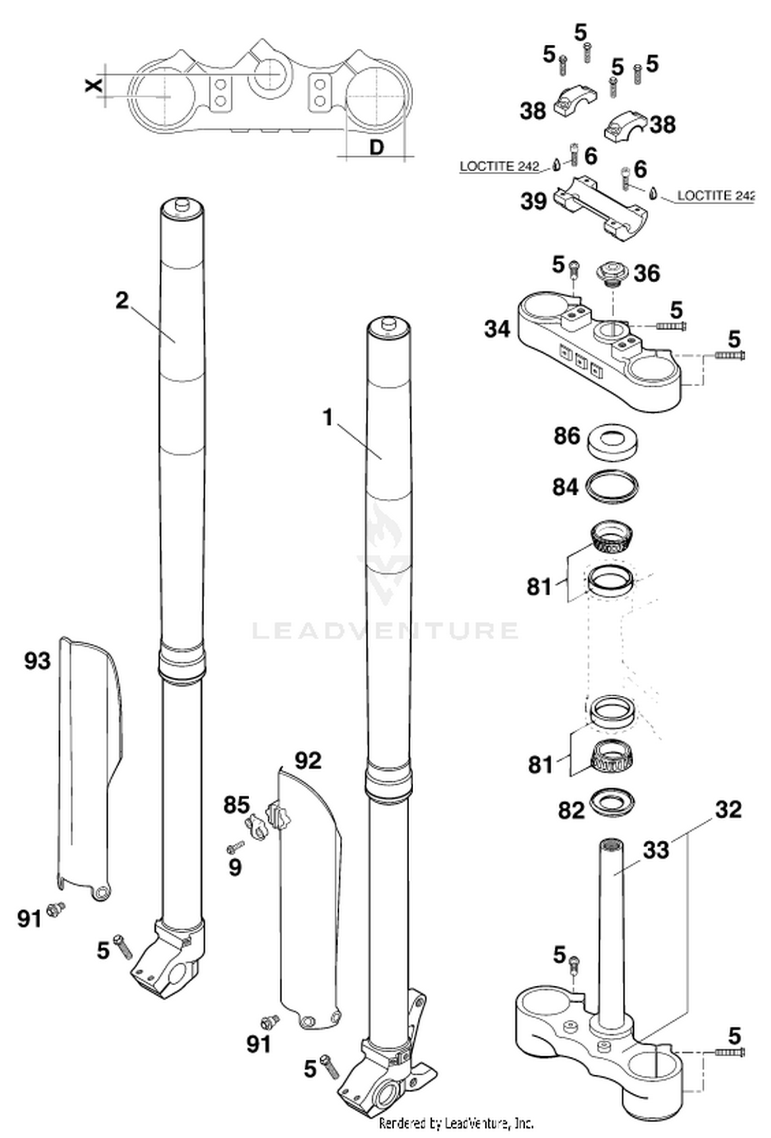 01 FRONT FORK, TRIPLE CLAMP
