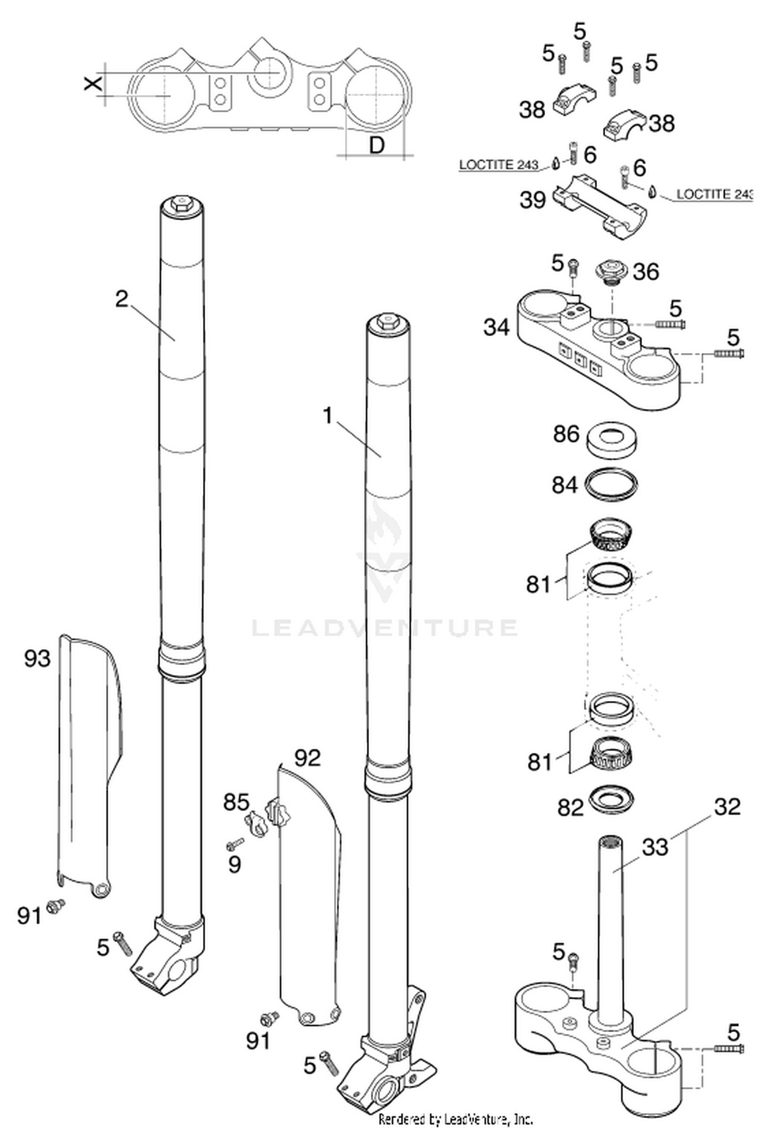 01 FRONT FORK, TRIPLE CLAMP