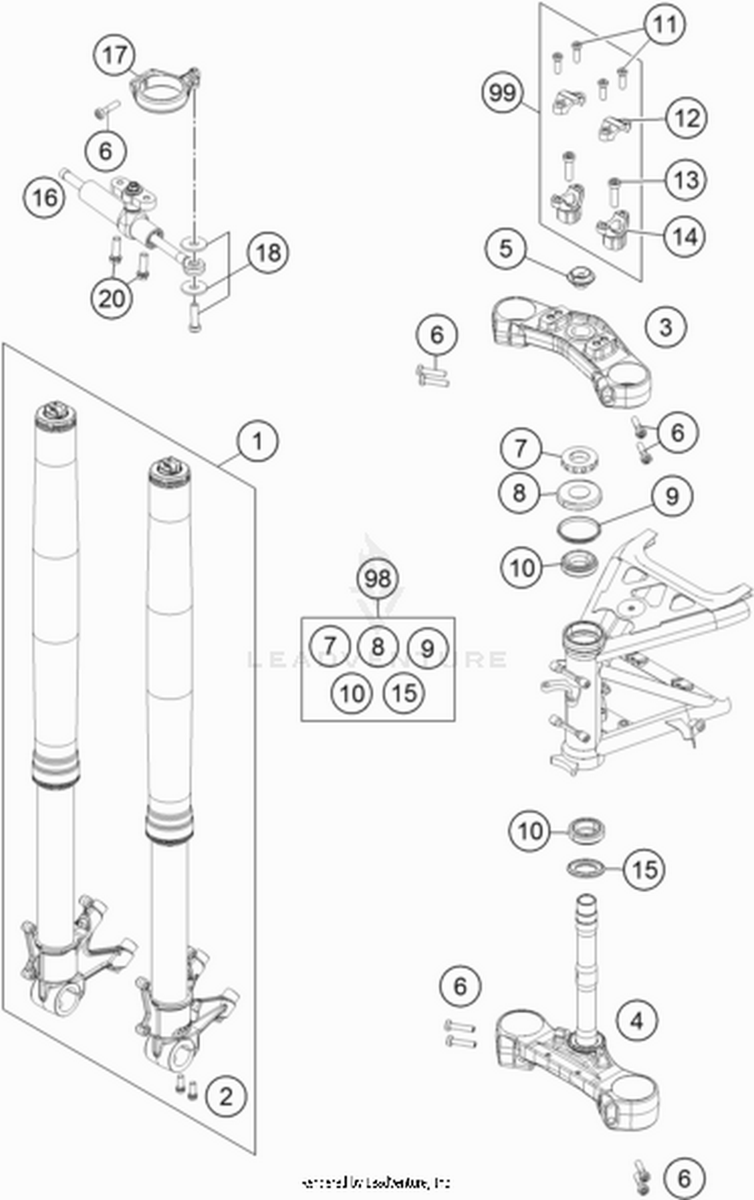 01 FRONT FORK, TRIPLE CLAMP