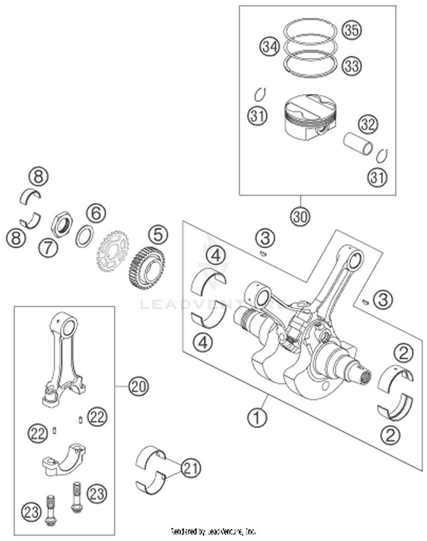 30 CRANKSHAFT, PISTON