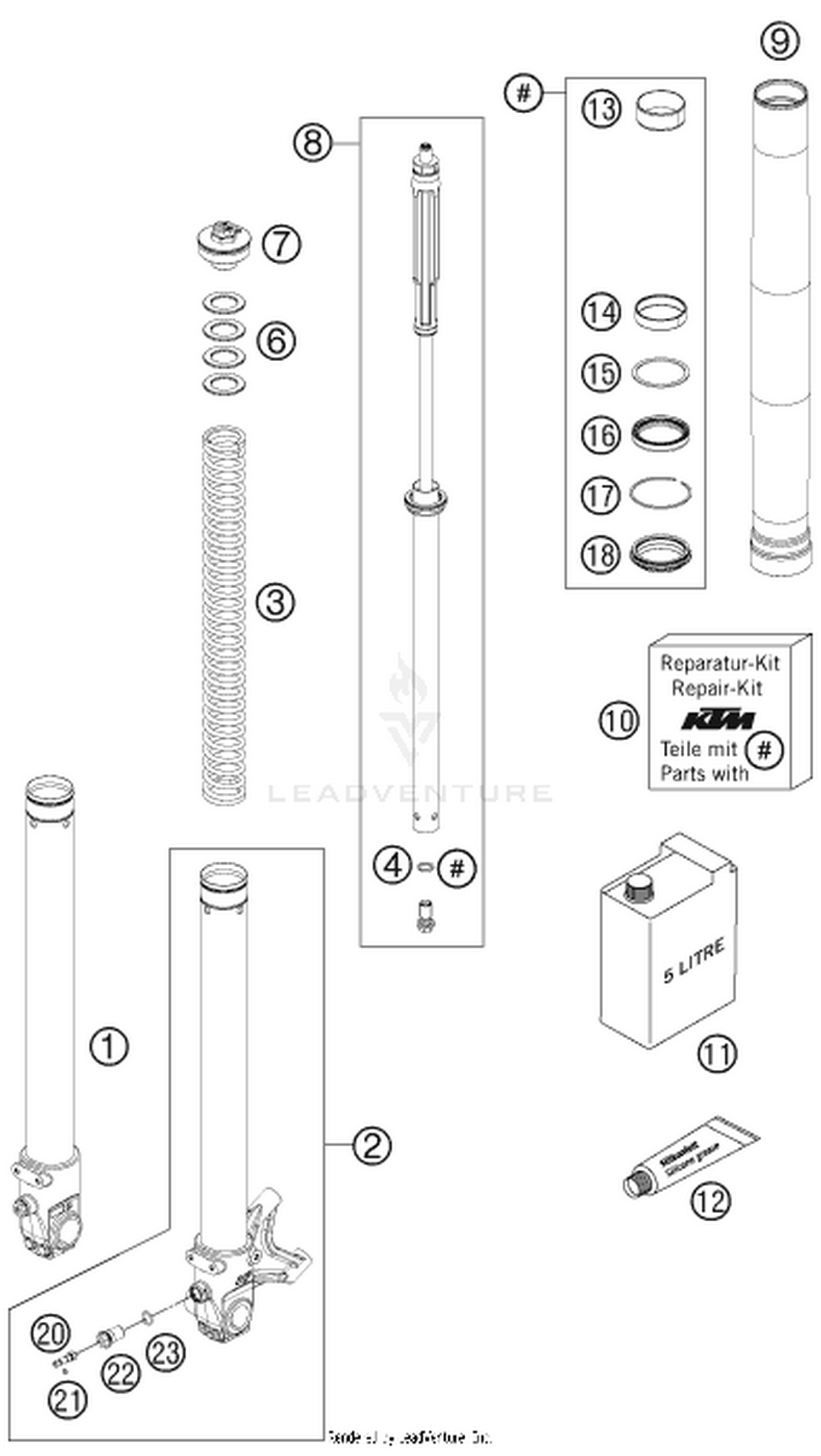 01 FRONT FORK DISASSEMBLED