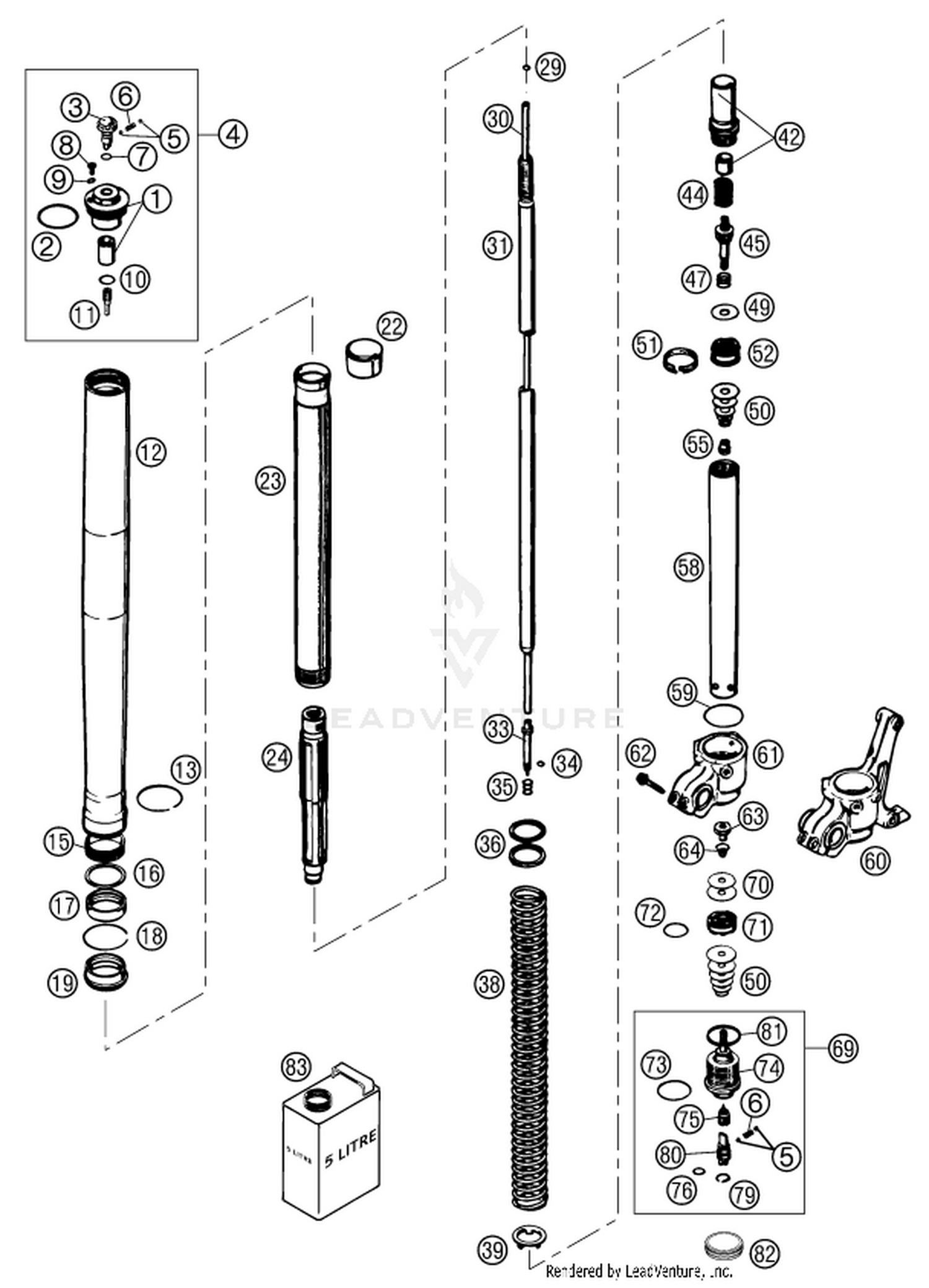 01 FRONT FORK DISASSEMBLED