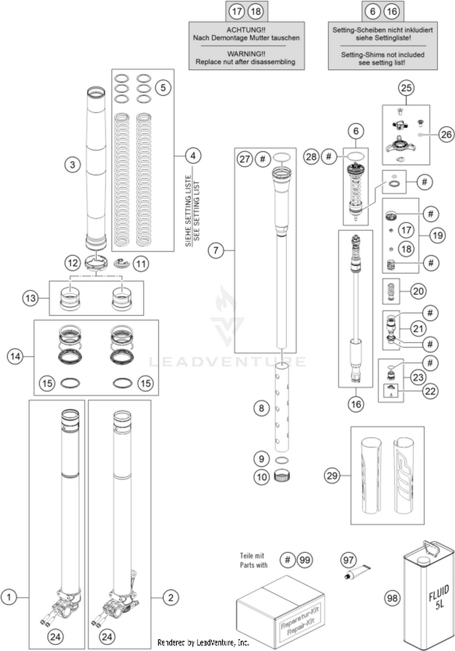 01 FRONT FORK DISASSEMBLED