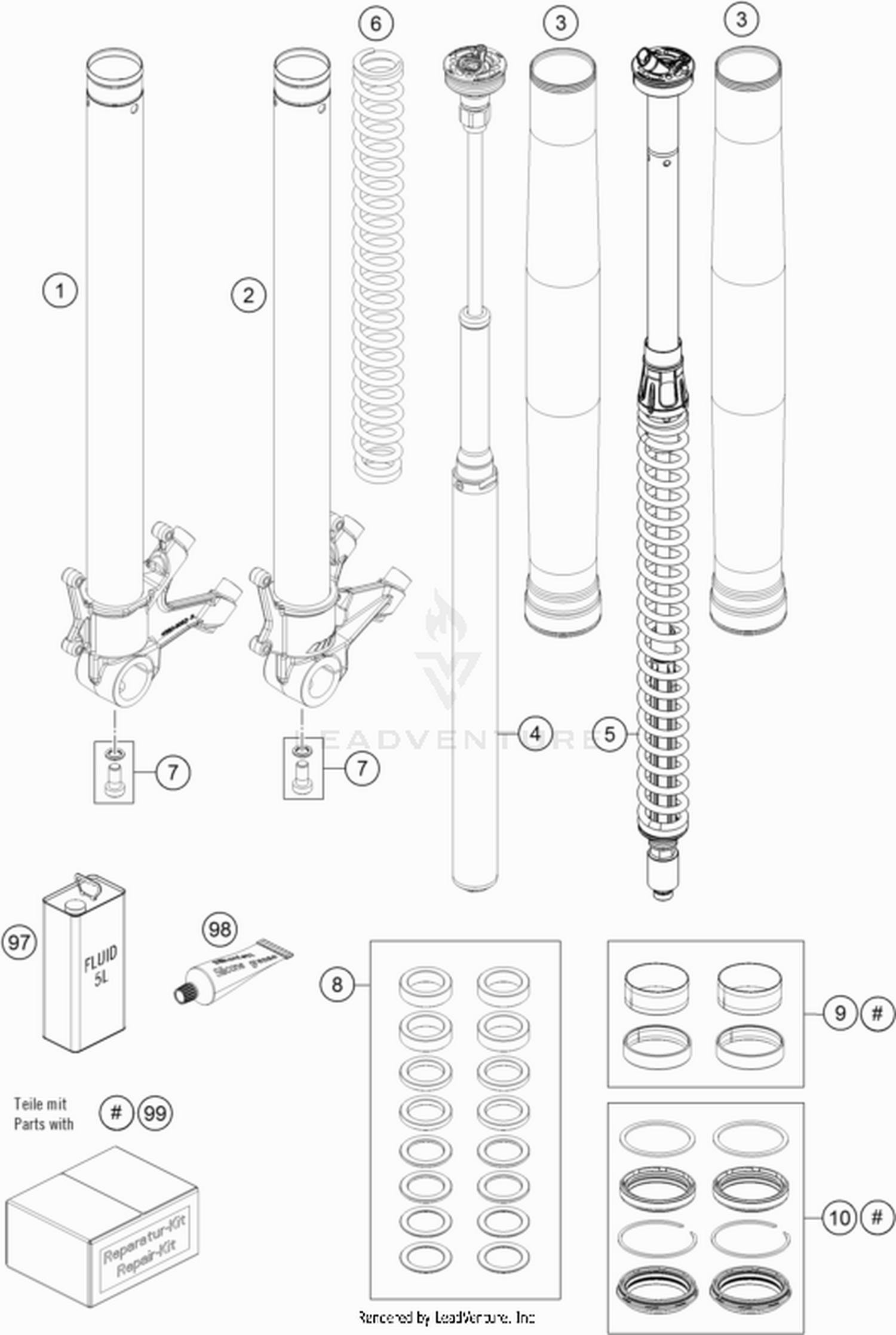 01 FRONT FORK DISASSEMBLED