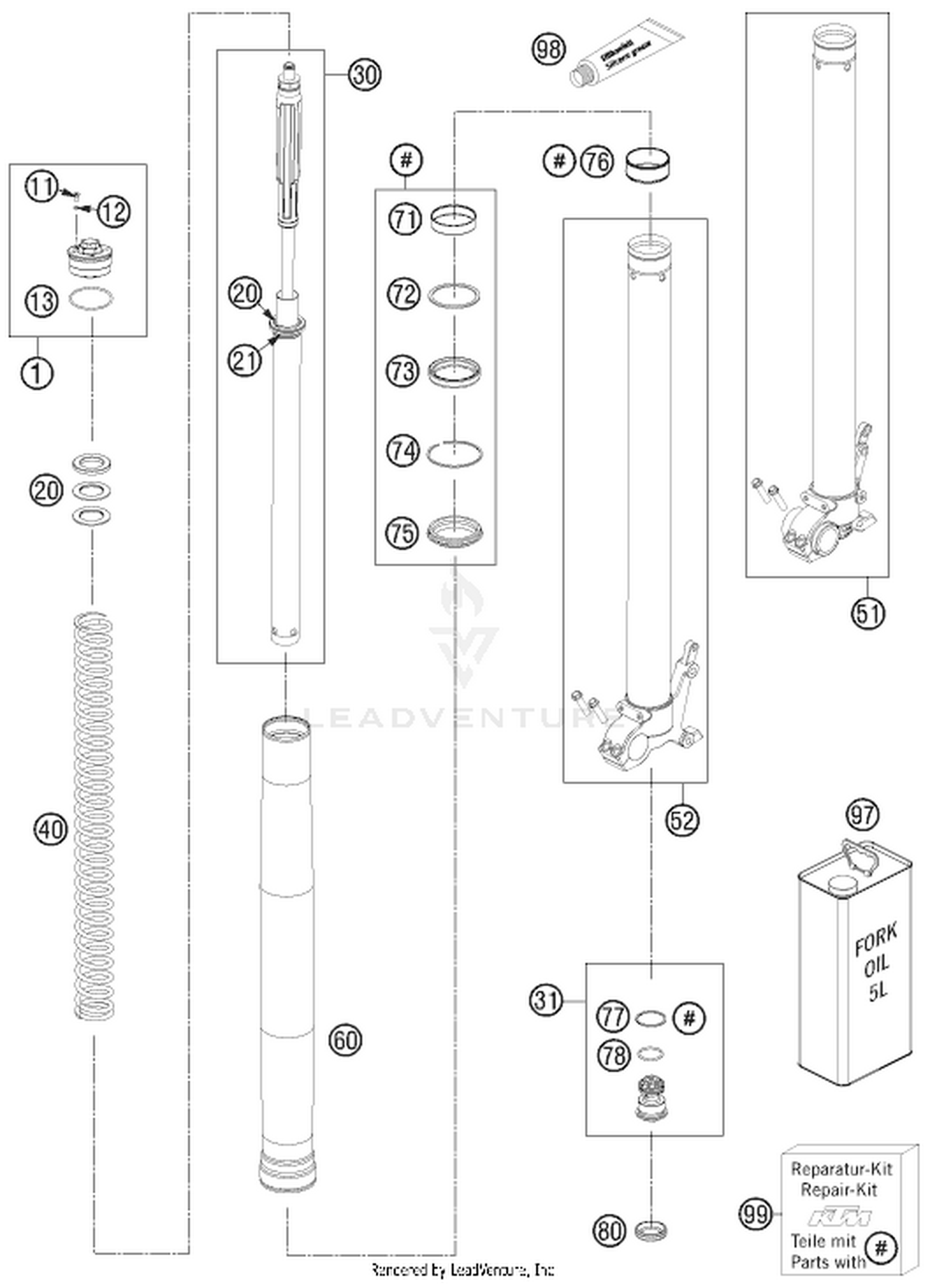 01 FRONT FORK DISASSEMBLED