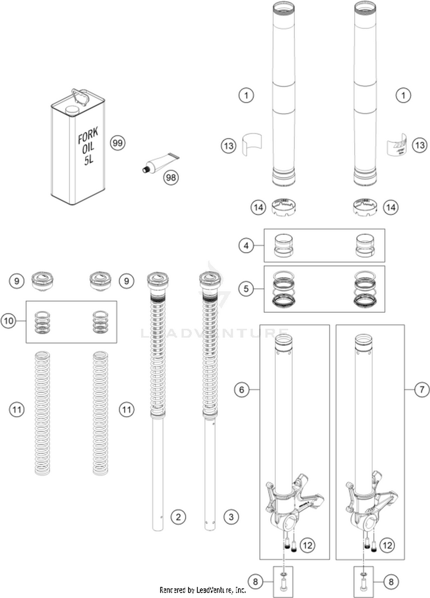 01 FRONT FORK DISASSEMBLED