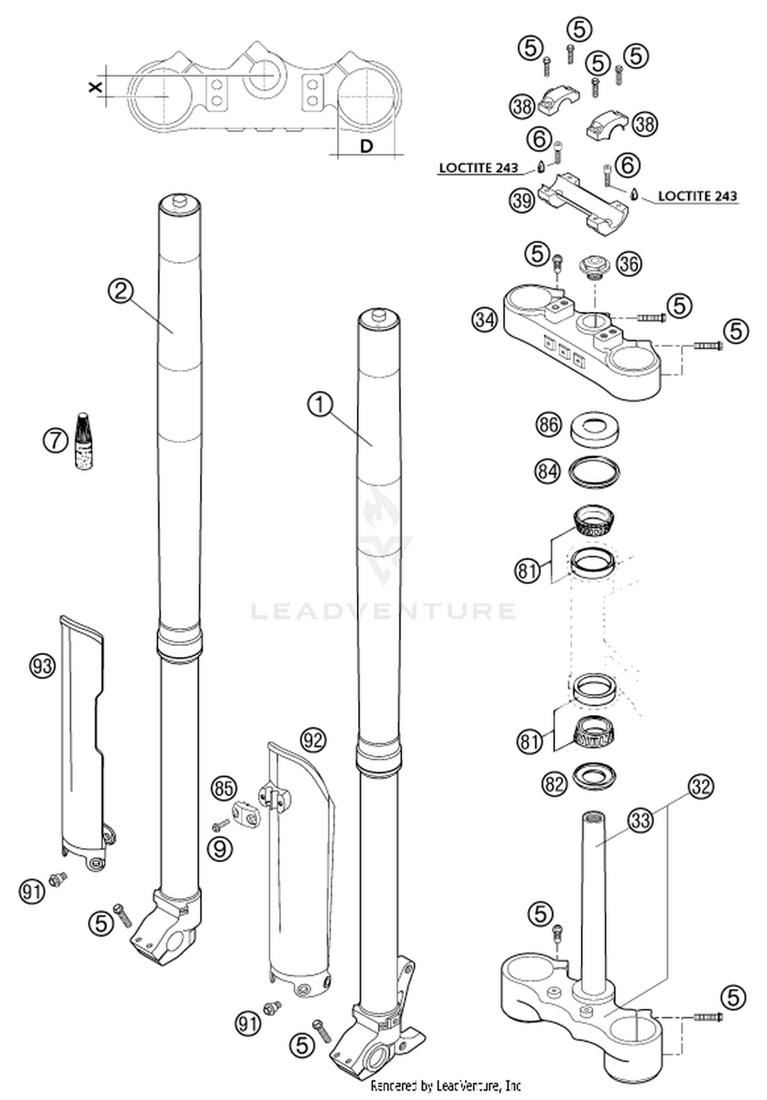 01 FRONT FORK, TRIPLE CLAMP