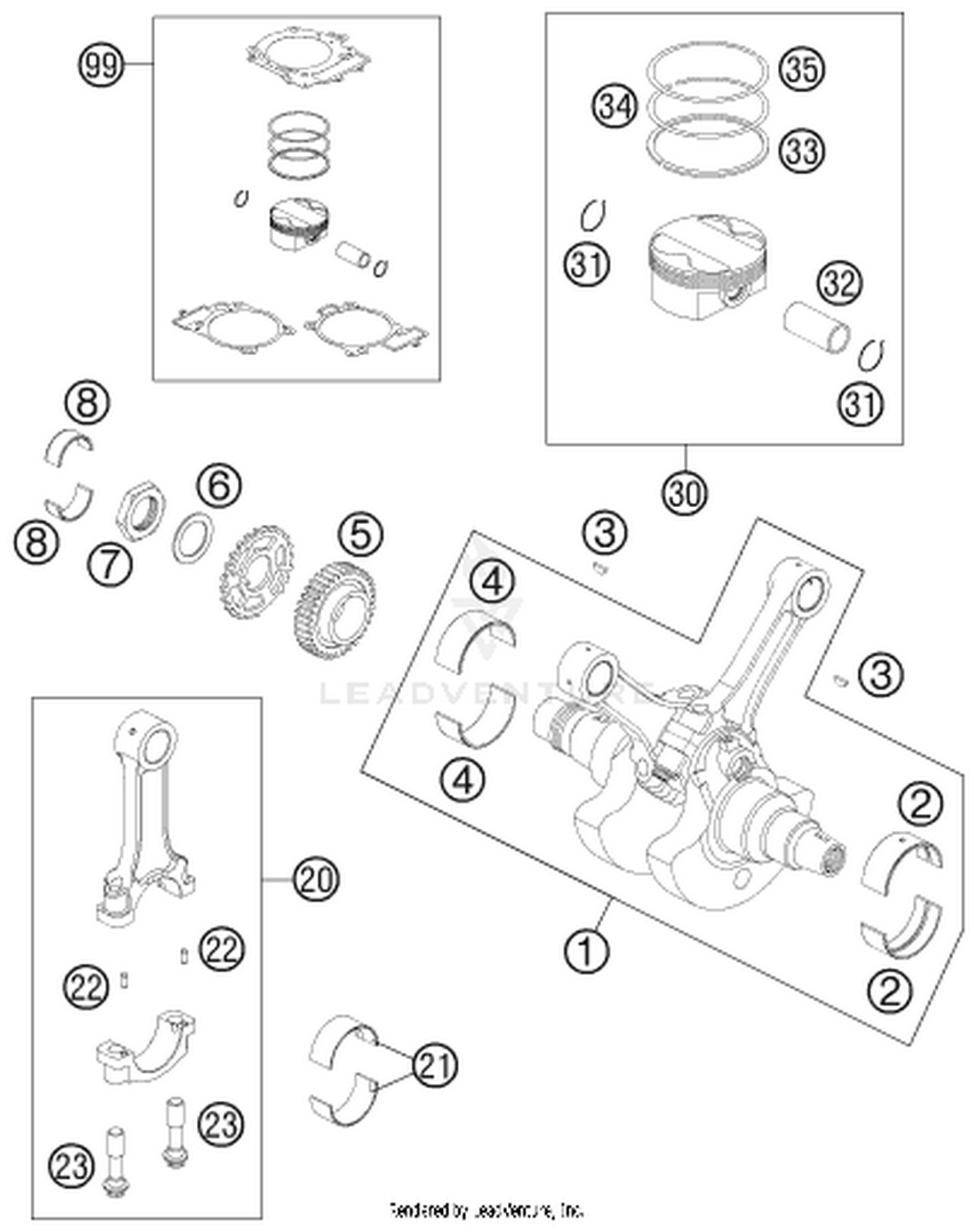 30 CRANKSHAFT, PISTON