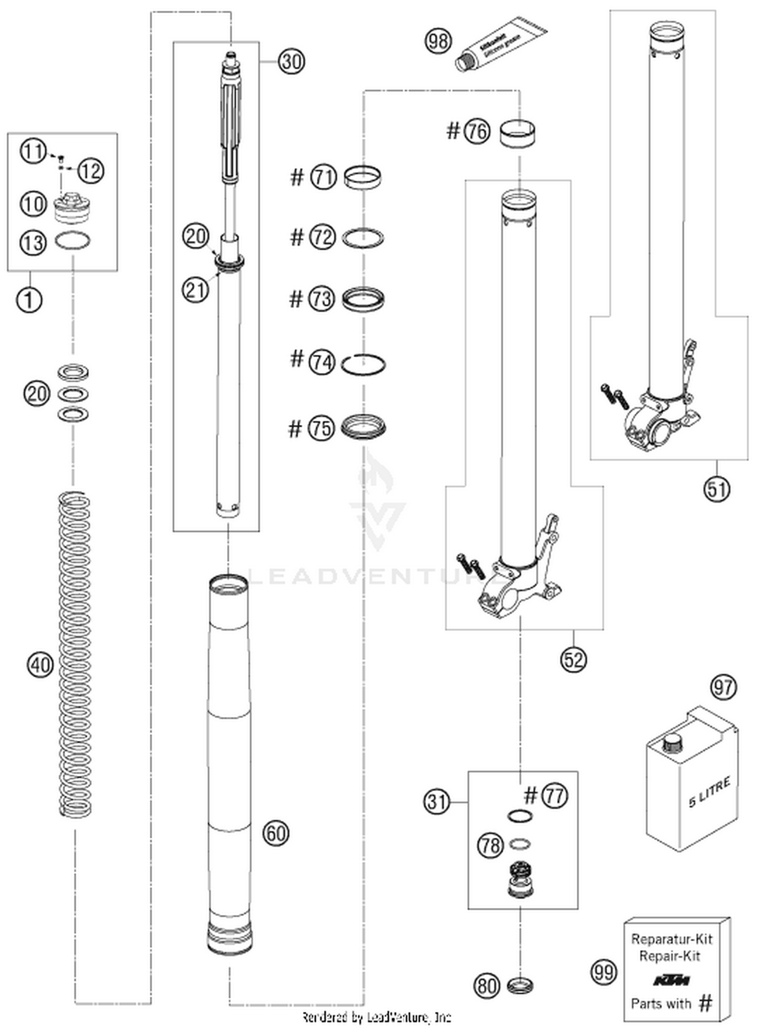 01 FRONT FORK DISASSEMBLED