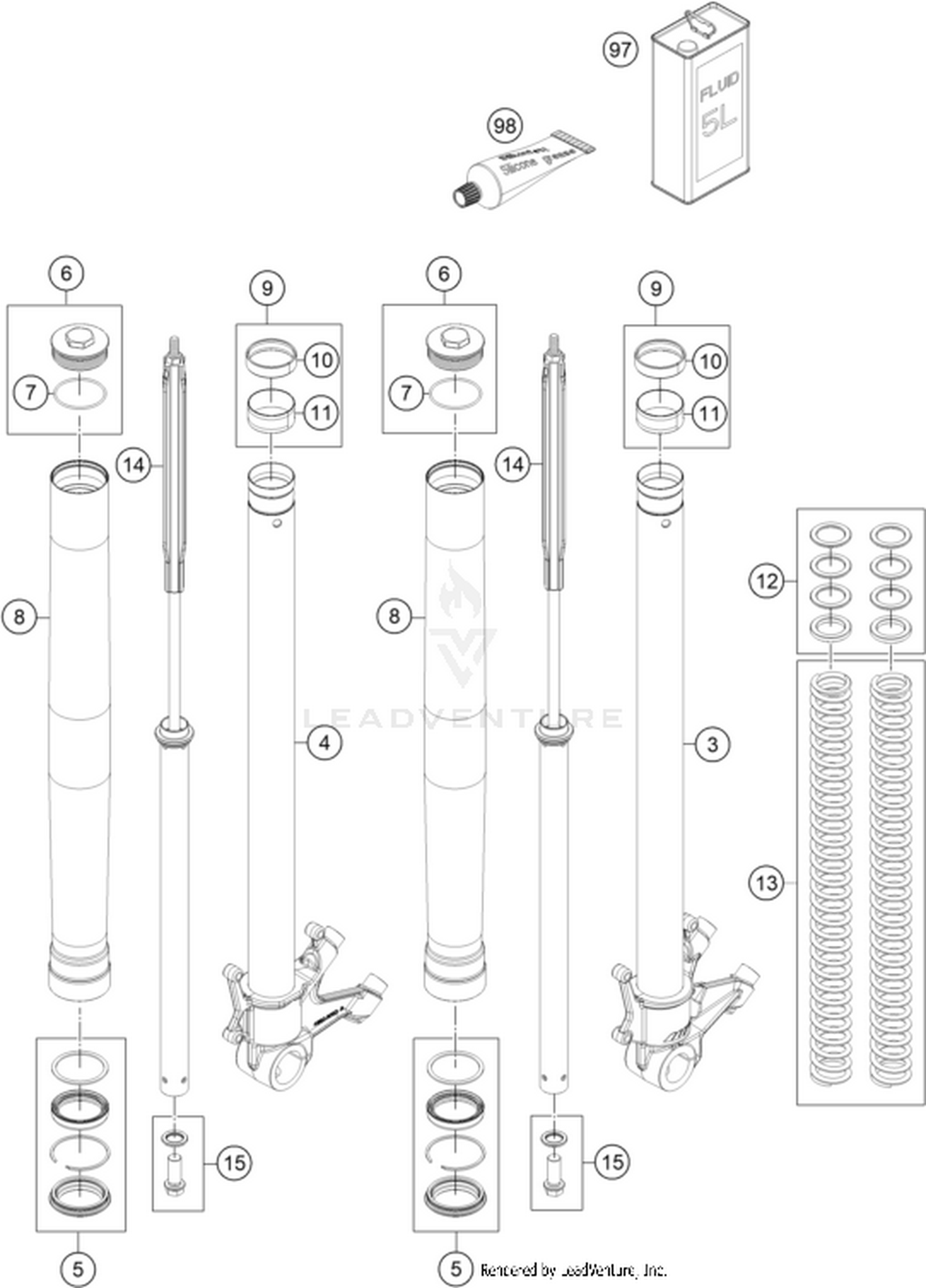 01 FRONT FORK DISASSEMBLED
