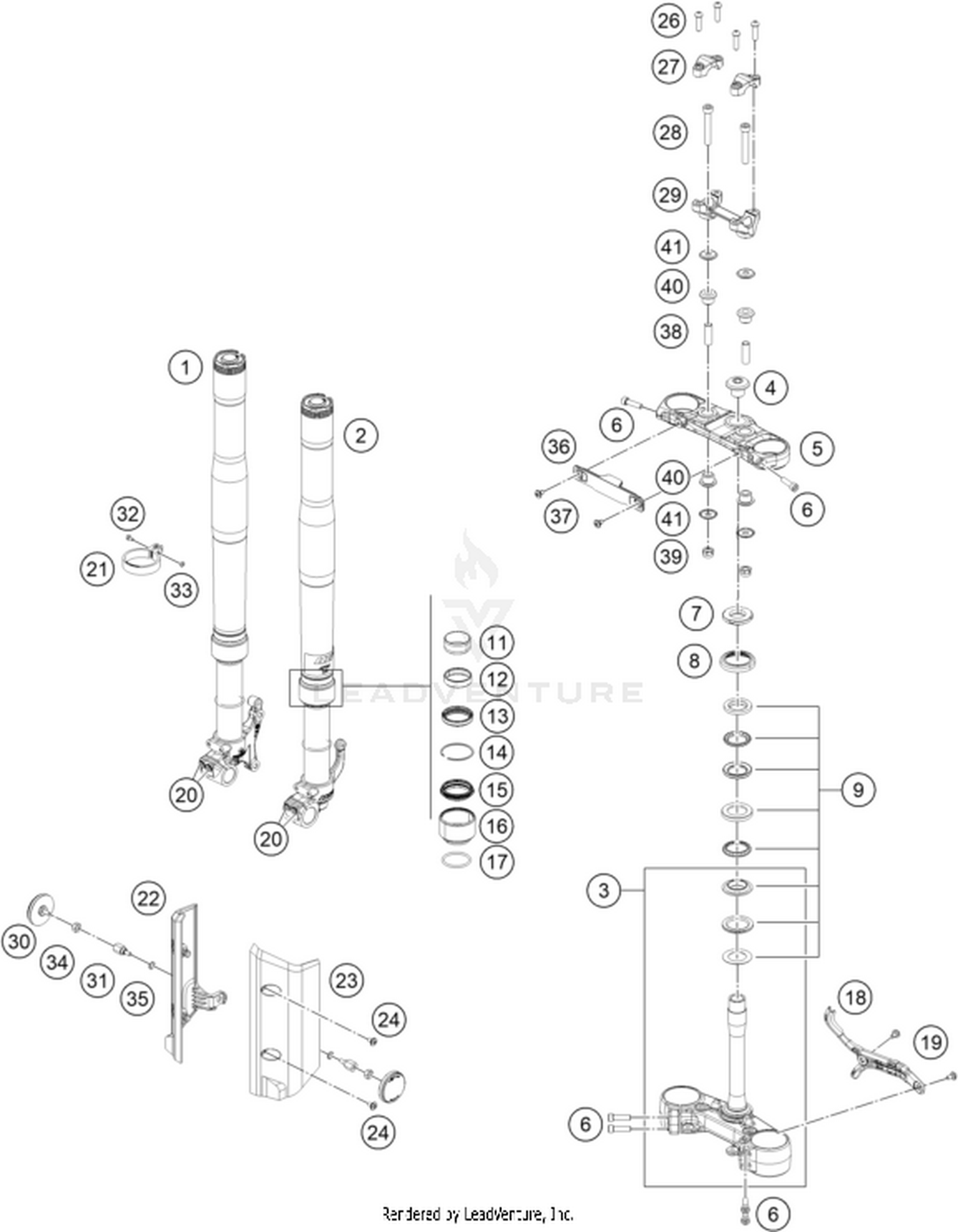 01 FRONT FORK, TRIPLE CLAMP