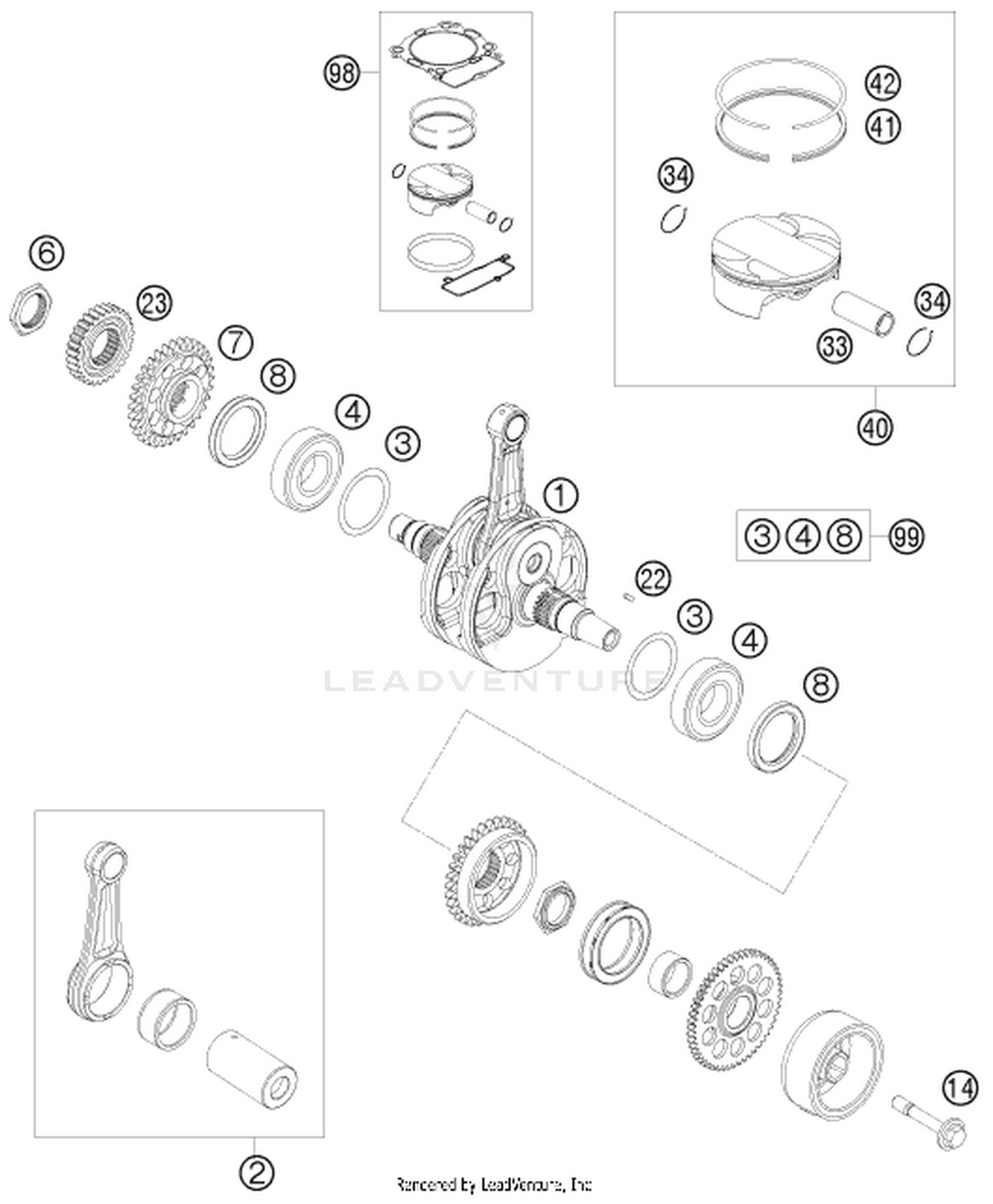 30 CRANKSHAFT, PISTON