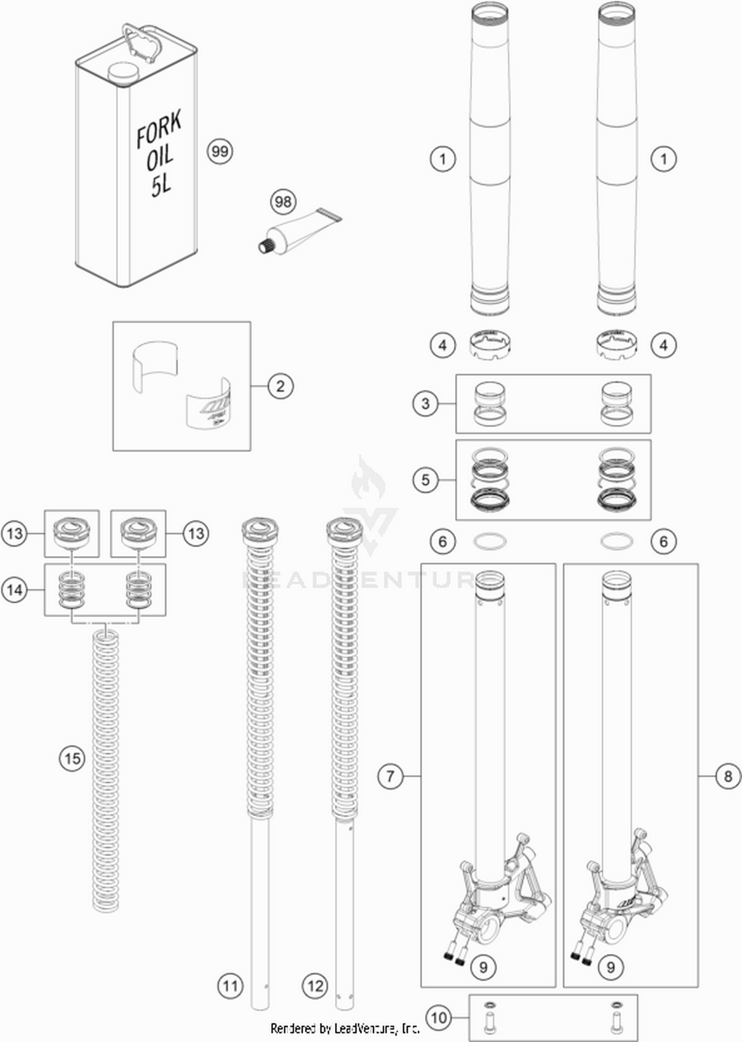 01 FRONT FORK DISASSEMBLED