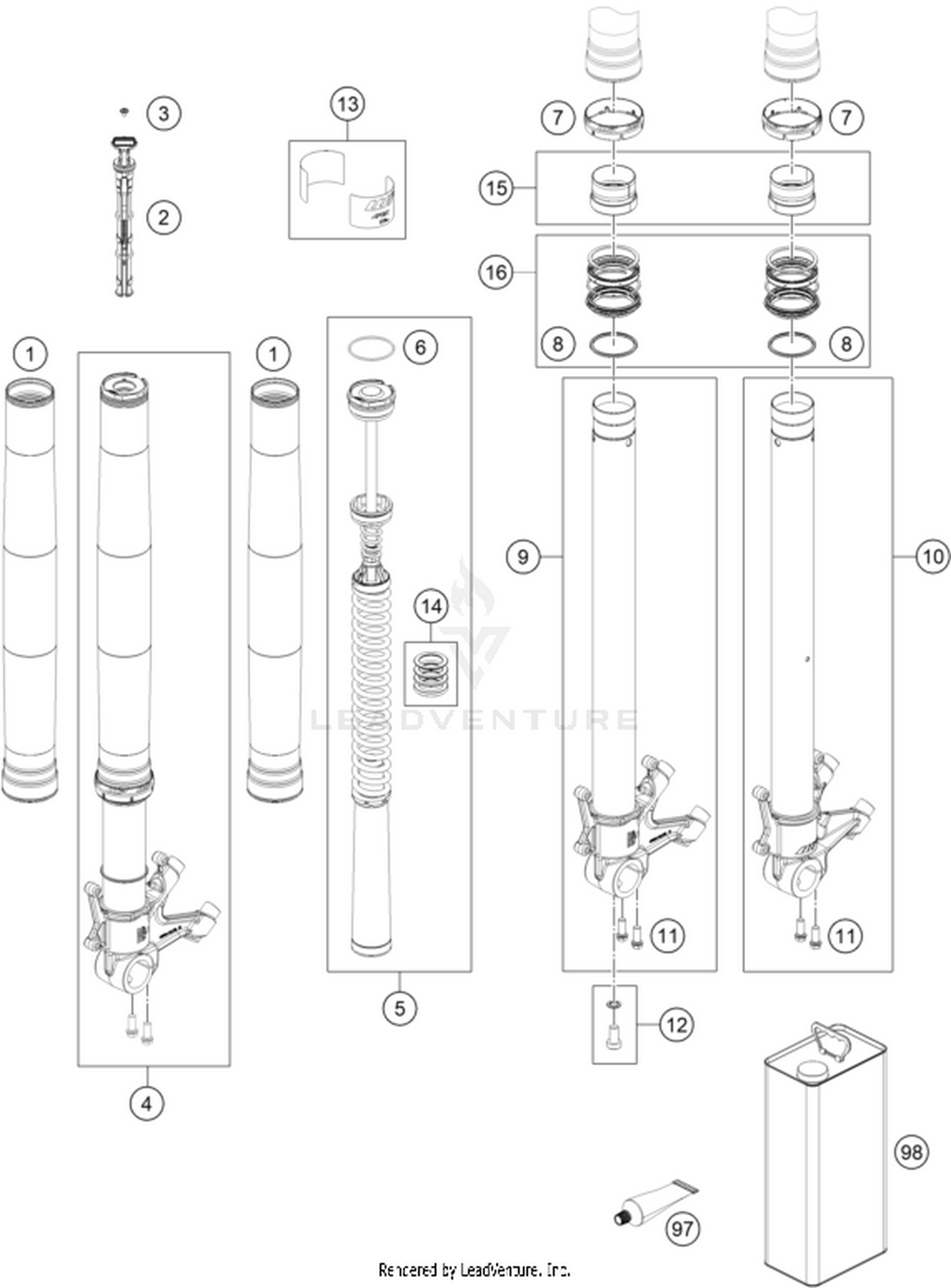 01 FRONT FORK DISASSEMBLED