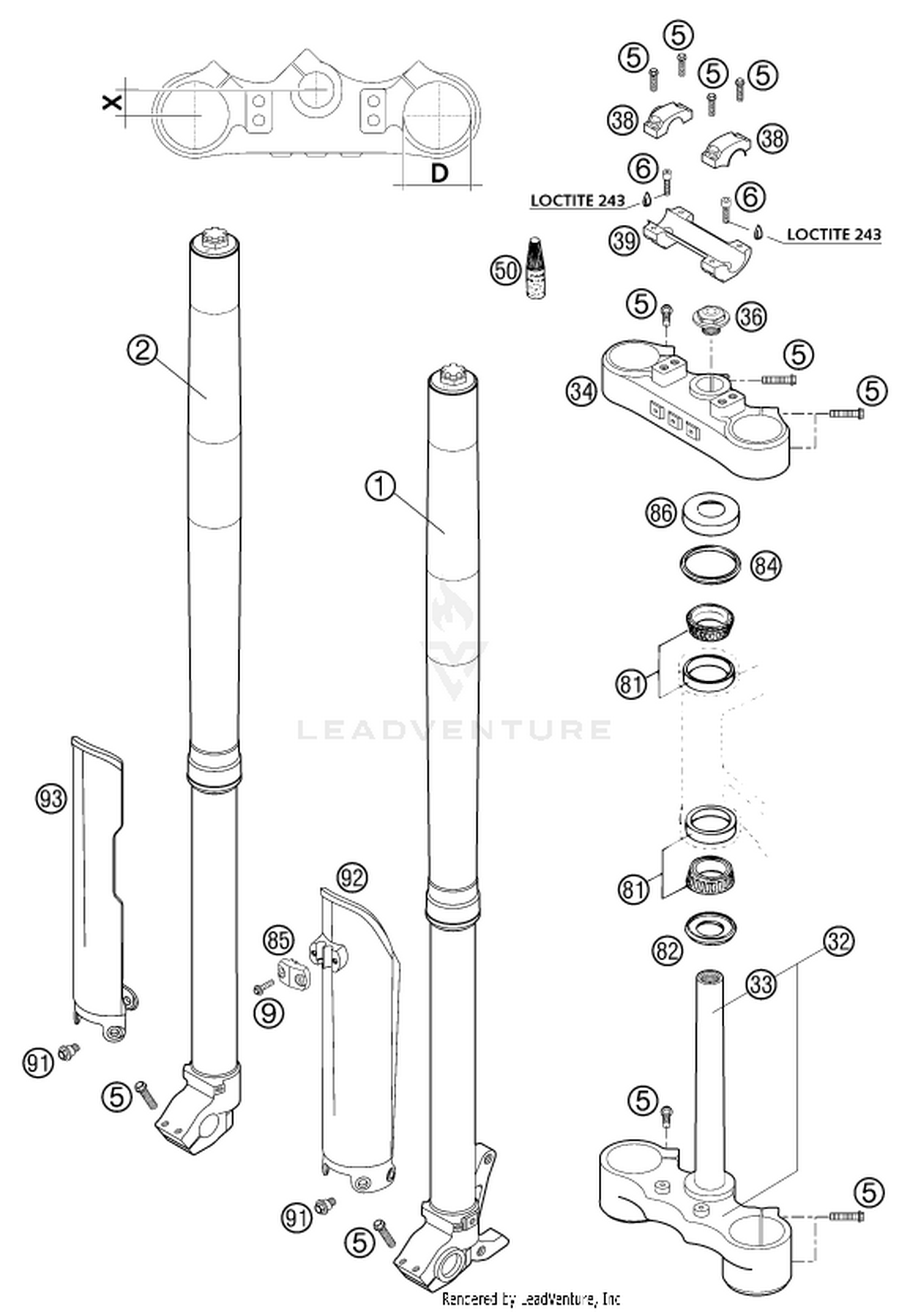 01 FRONT FORK, TRIPLE CLAMP