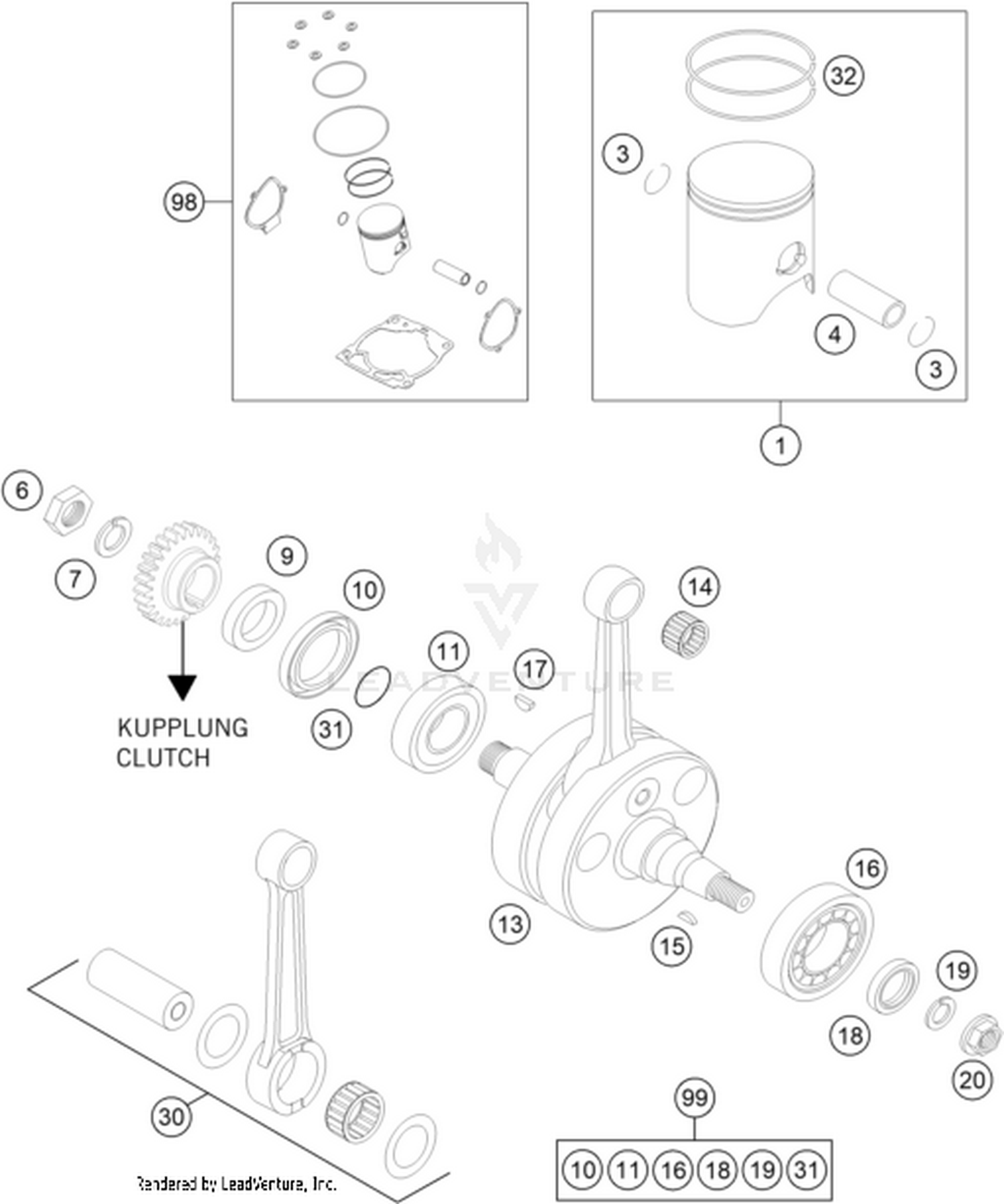 30 CRANKSHAFT, PISTON