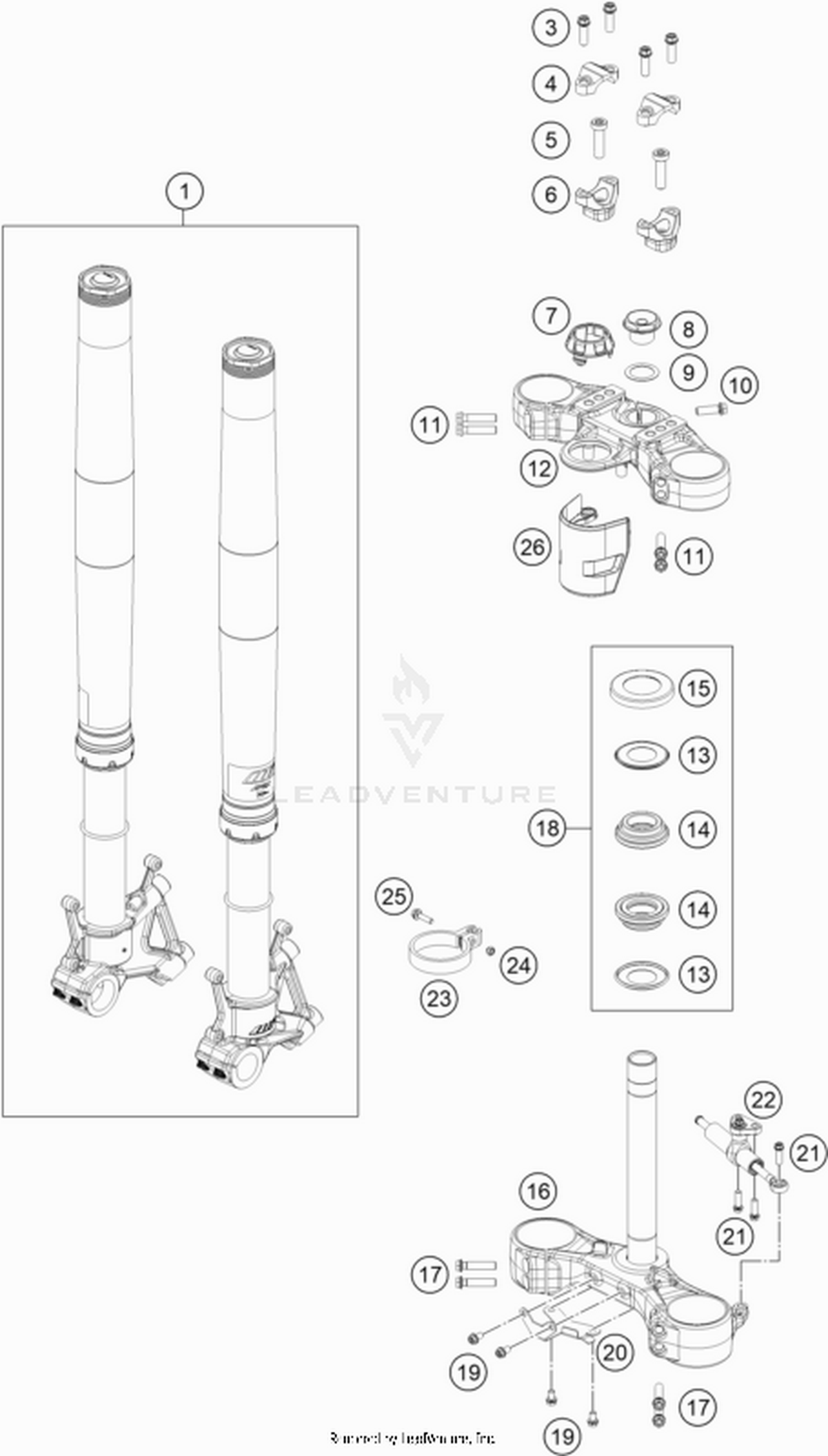 01 FRONT FORK, TRIPLE CLAMP