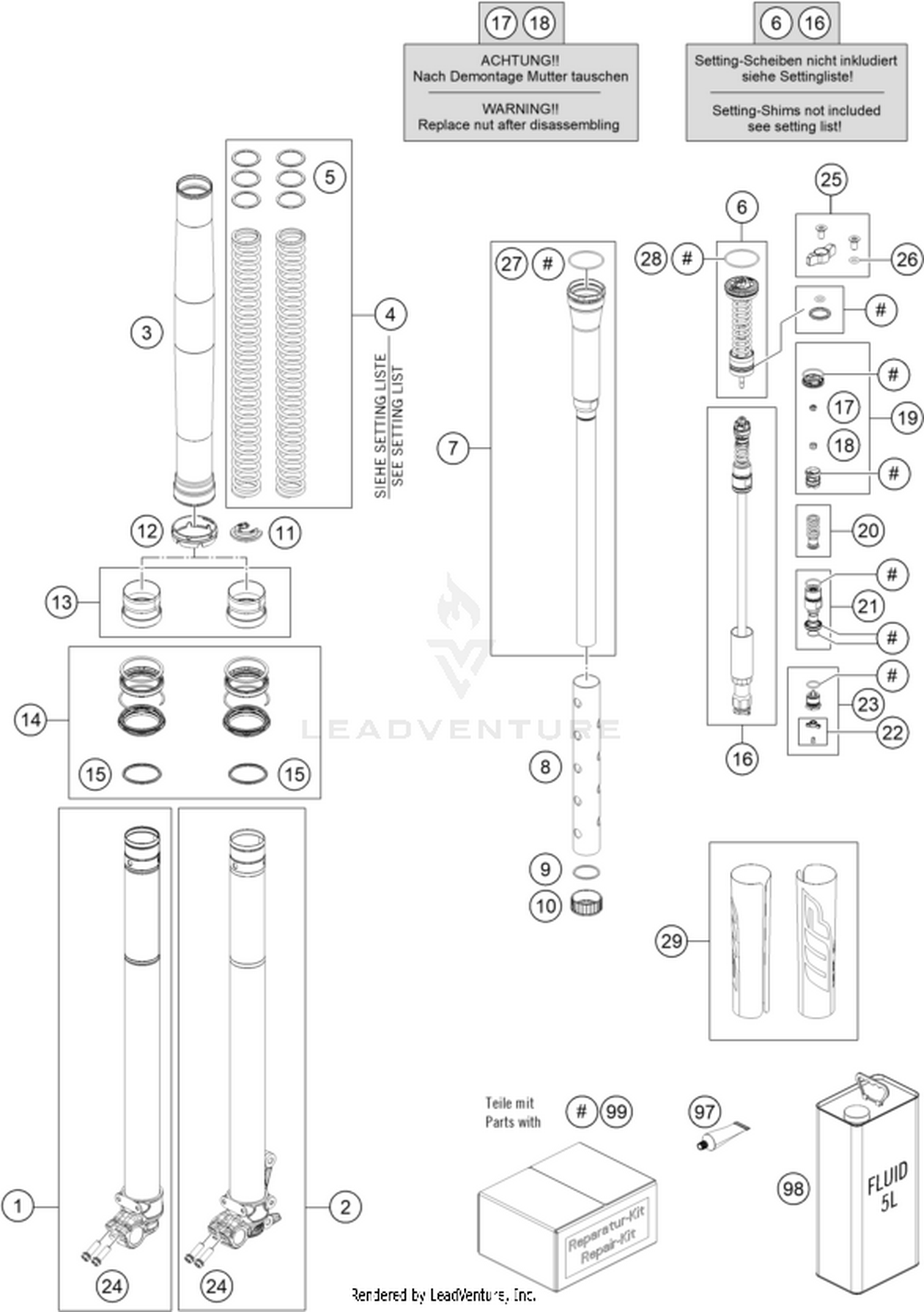 01 FRONT FORK DISASSEMBLED