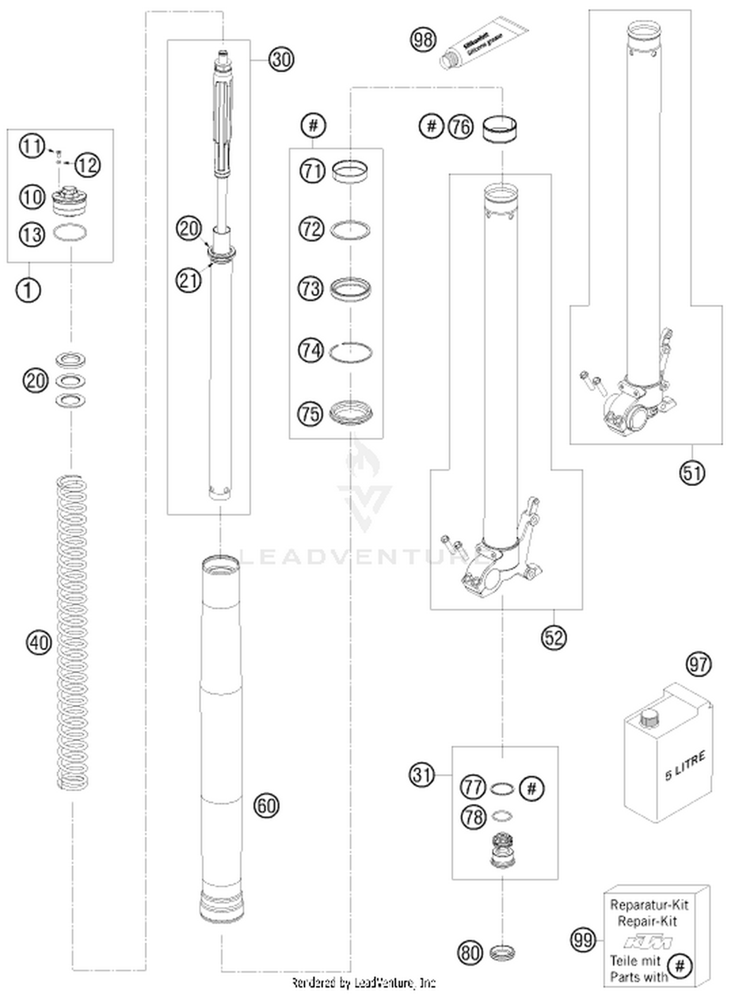 01 FRONT FORK DISASSEMBLED