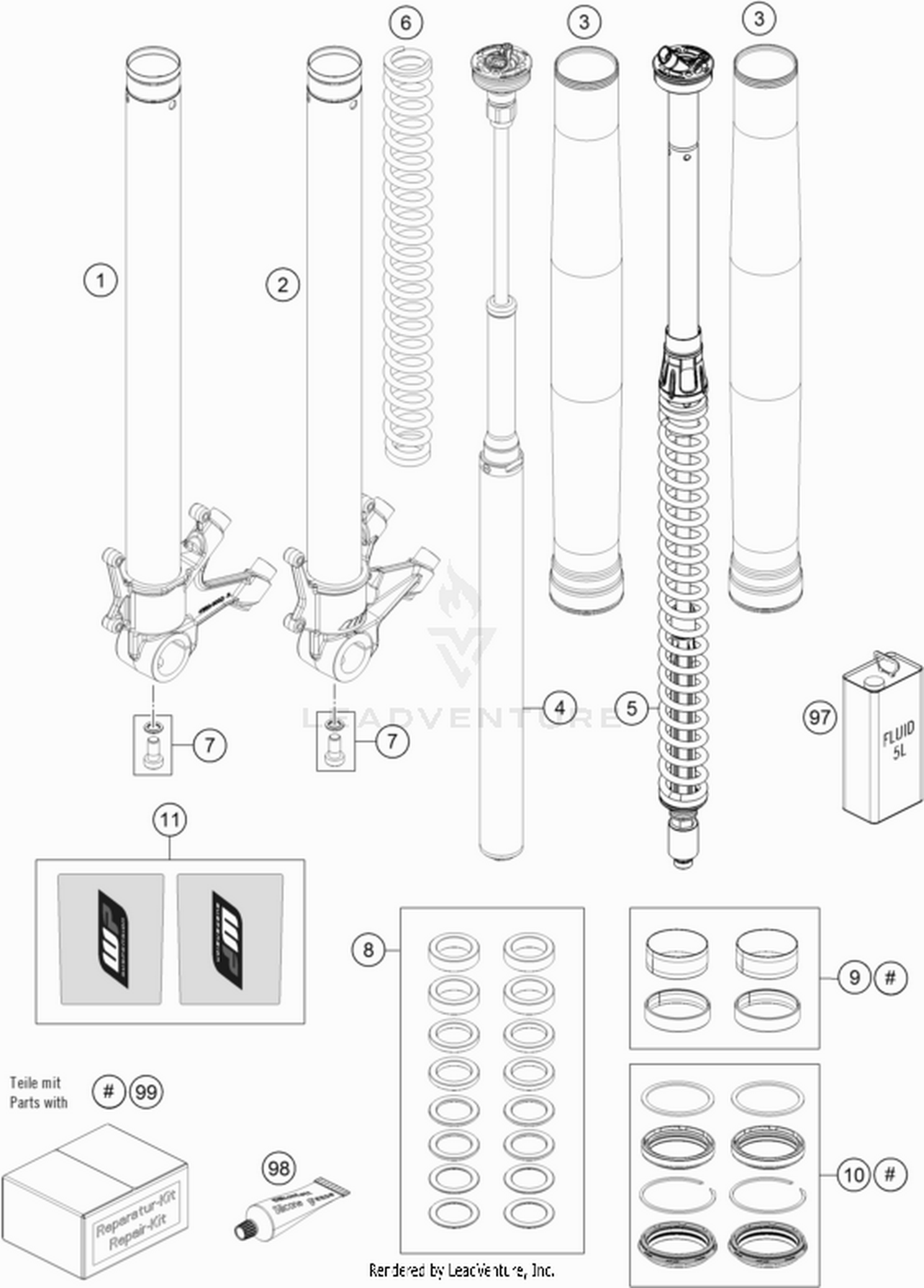 01 FRONT FORK DISASSEMBLED