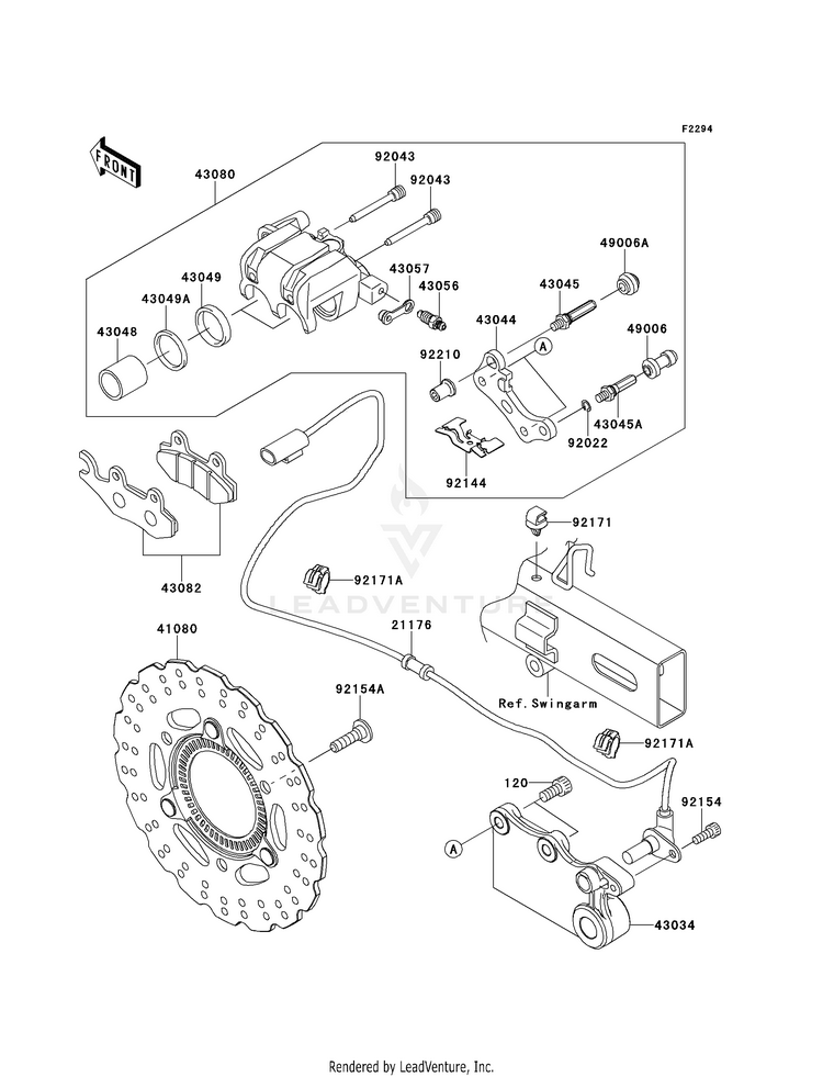 Rear Brake EX300BEF Ninja 300 ABS (2014) Schematic
