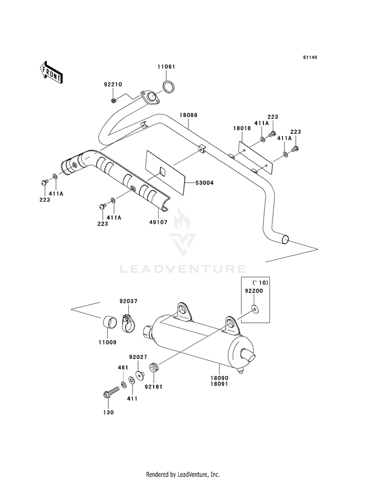 Muffler(S) KVF360AAF Prairie 360 4X4 (2010) Schematic