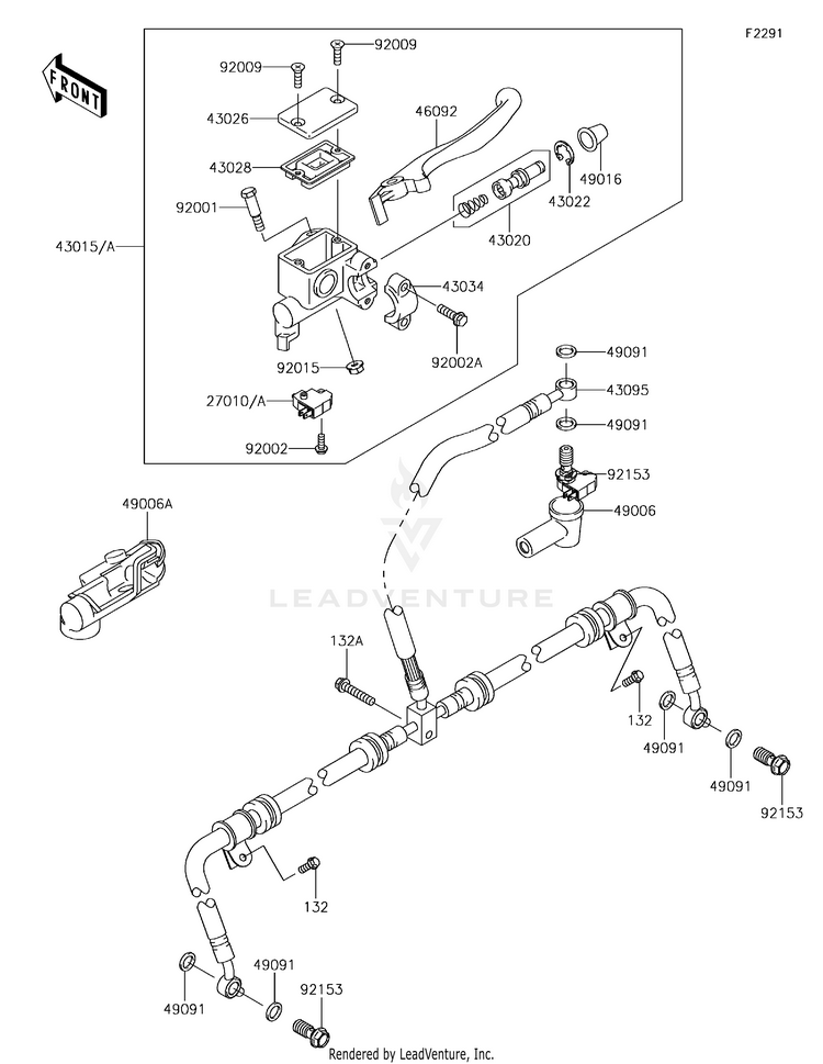 Front Master Cylinder KVF750HGF Brute Force 750 4x4i EPS Camo (2016) Schematic