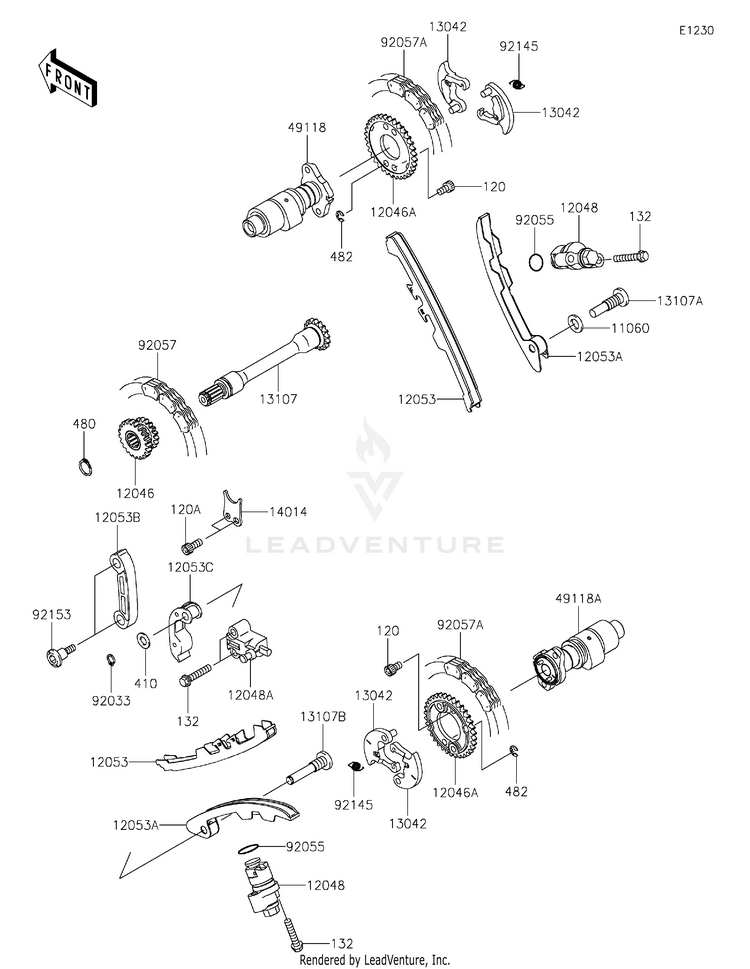 Camshaft(S)/Tensioner KVF750GLF Brute Force 750 4x4i EPS (2020) Schematic