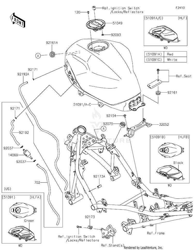 Fuel Tank EX400HLF Ninja 400 (2020) Schematic