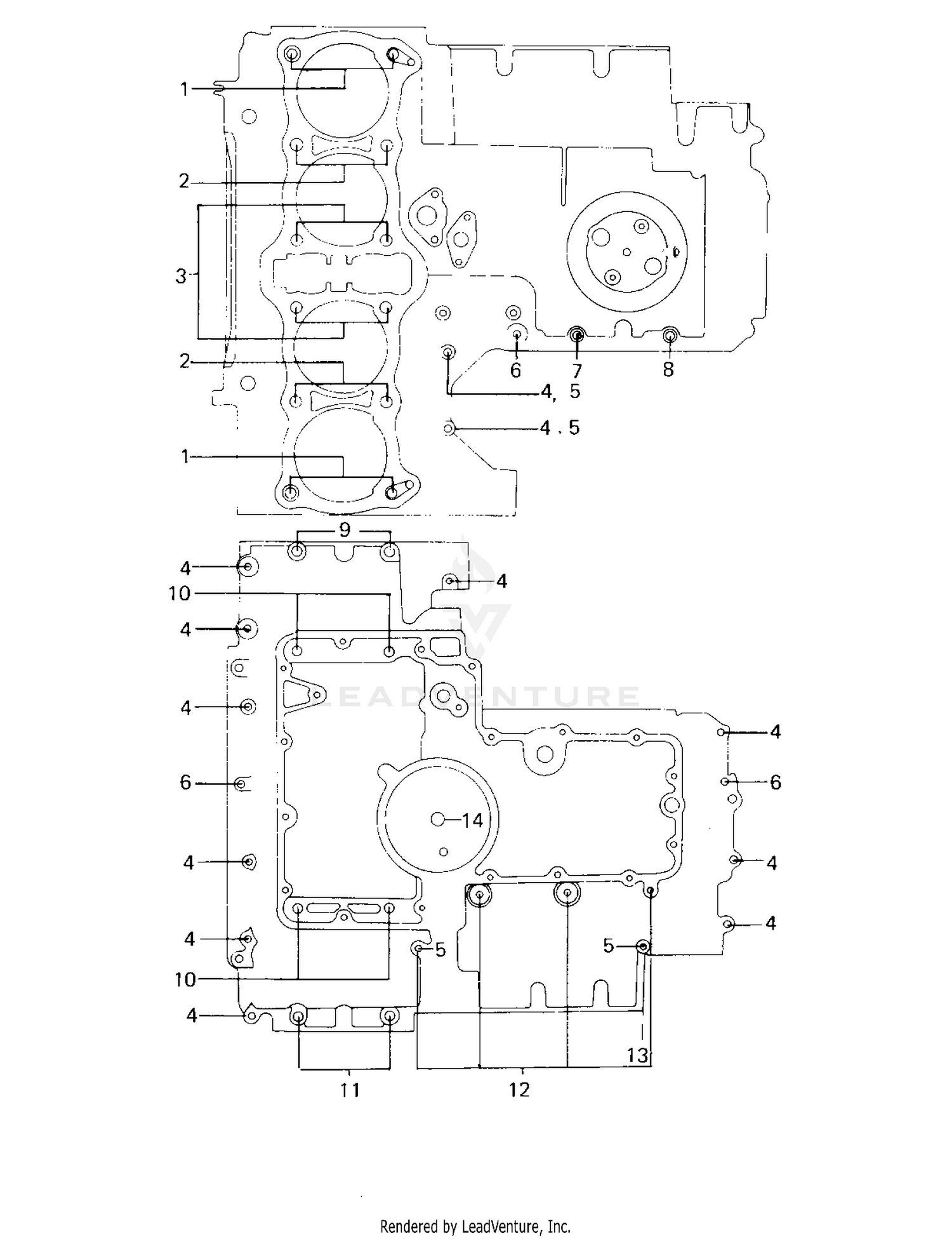 CRANKCASE BOLT & STUD PATTERN ('80 D3)