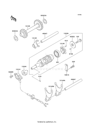 Gear Change Drum/shift Fork(s) Schematic