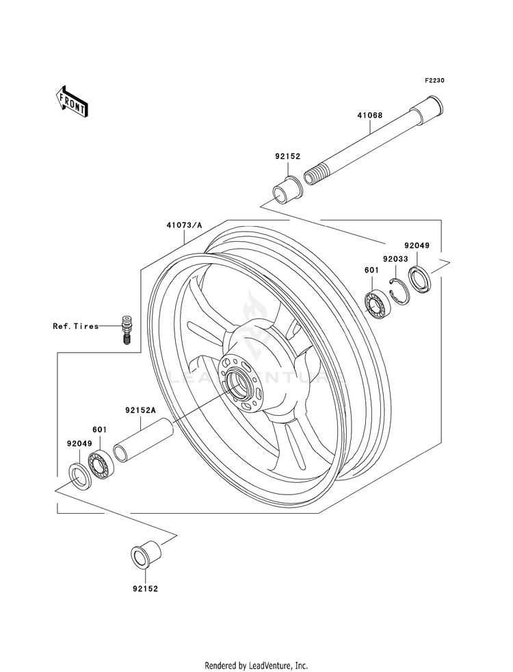 Front Wheel VN1600B8F Vulcan 1600 Mean Streak (2008) Schematic