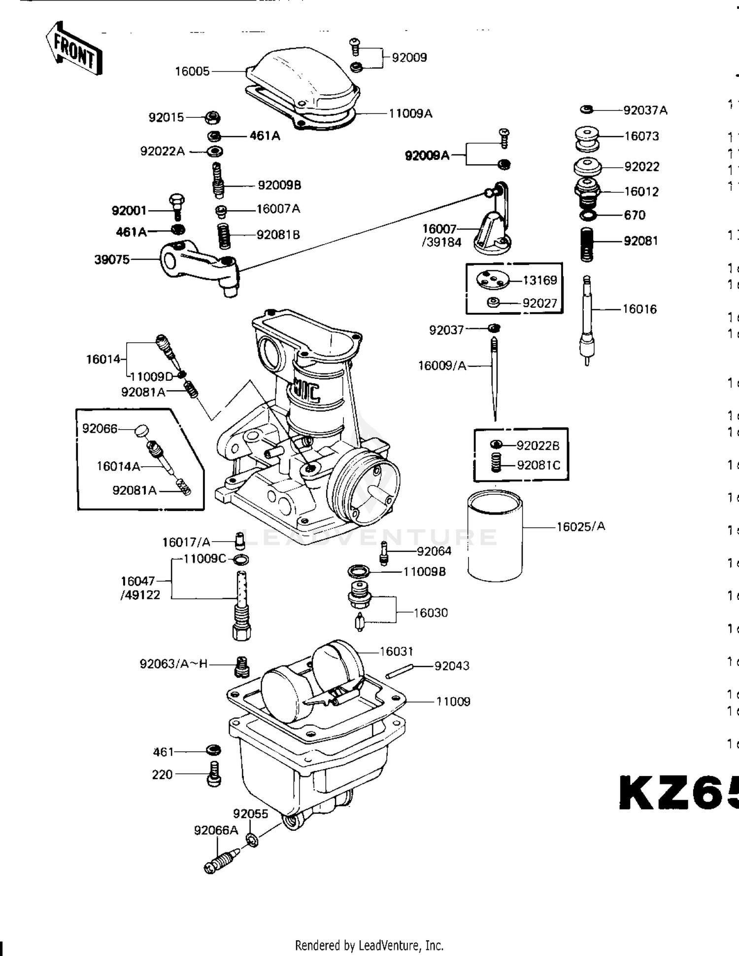 CARBURETOR PARTS (KZ650-H1)