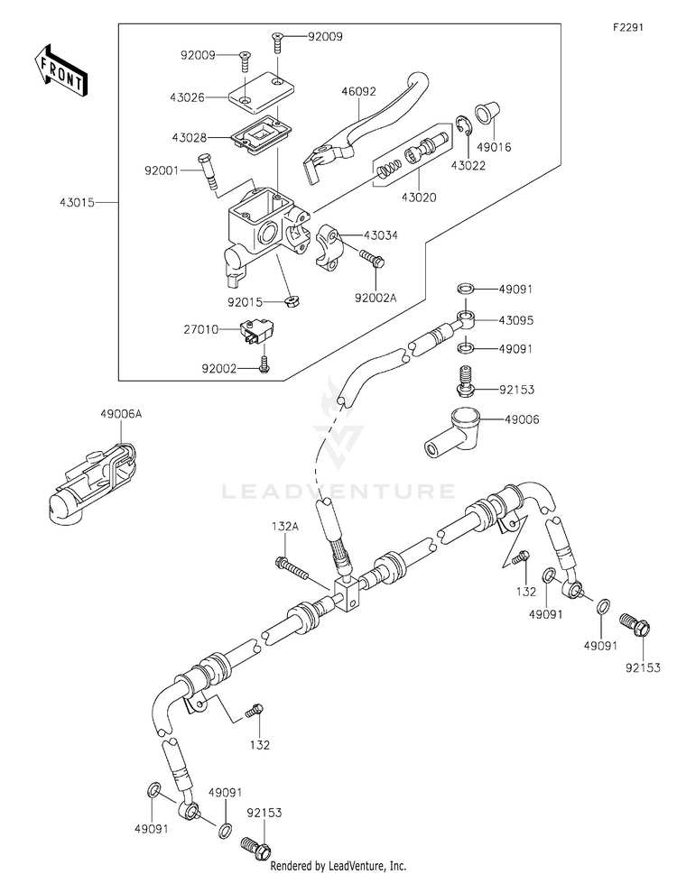 Front Master Cylinder KVF750GLF Brute Force 750 4x4i EPS (2020) Schematic