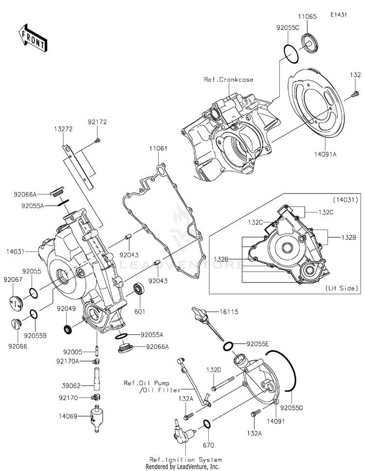 Engine Cover(S) KVF750LLF Brute Force 750 4x4i (2020) Schematic