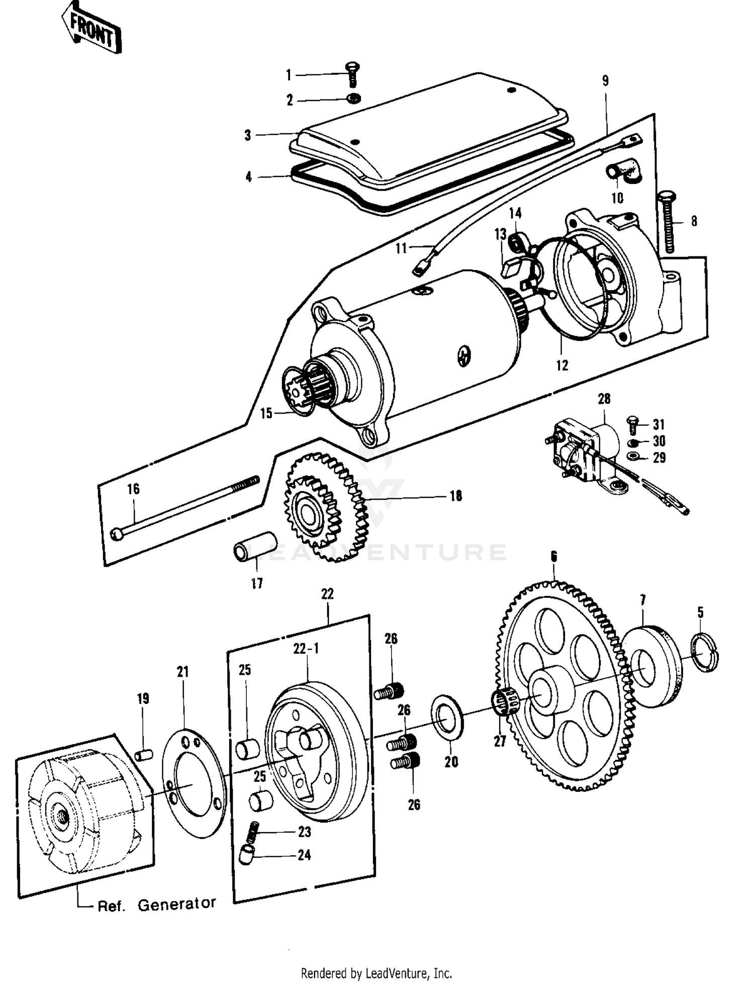 STARTER MOTOR/STARTER CLUTCH ('77-'78 B1