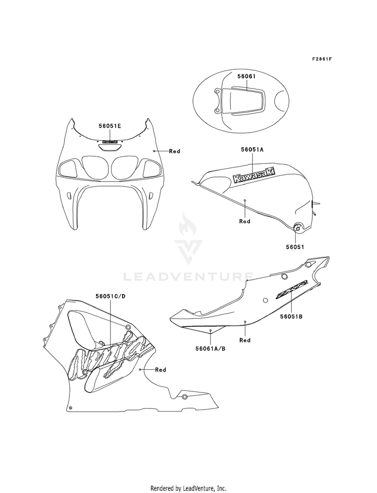 Decals (Red)(Zx750-P4) Schematic