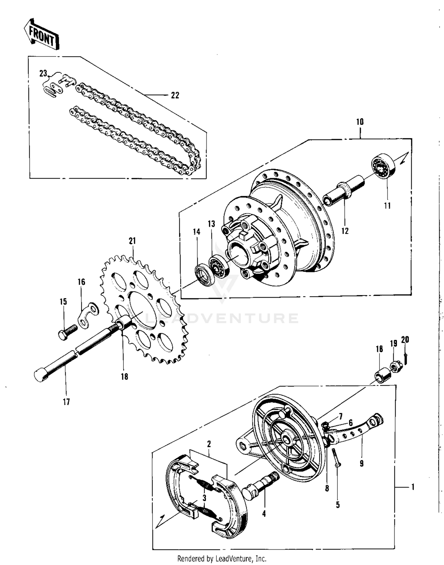 REAR HUB/BRAKE/CHAIN ('71 F81M)