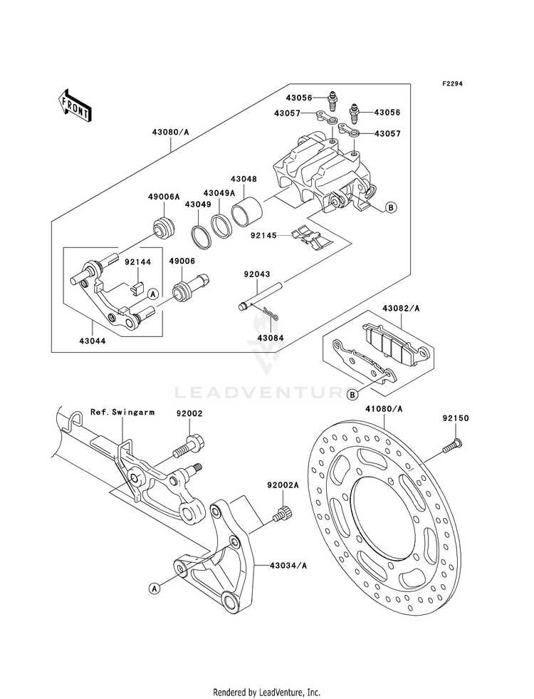 Rear Brake VN1600B8F Vulcan 1600 Mean Streak (2008) Schematic