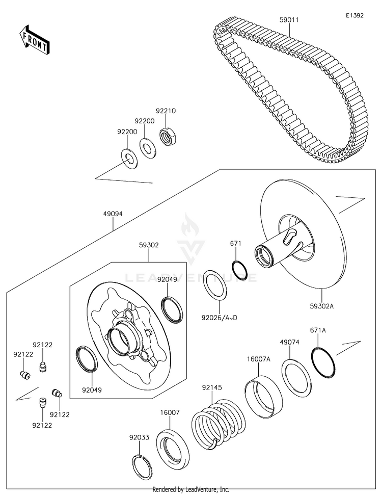 Driven Converter/Drive Belt KVF750GGF Brute Force 750 4x4i EPS (2016) Schematic