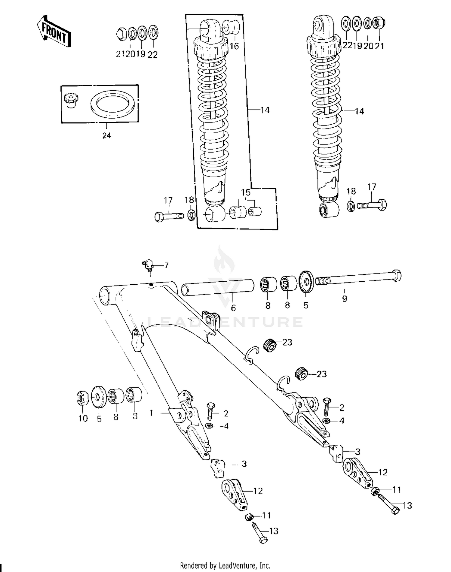 SWING ARM/SHOCK ABSORBERS ('80 H1)