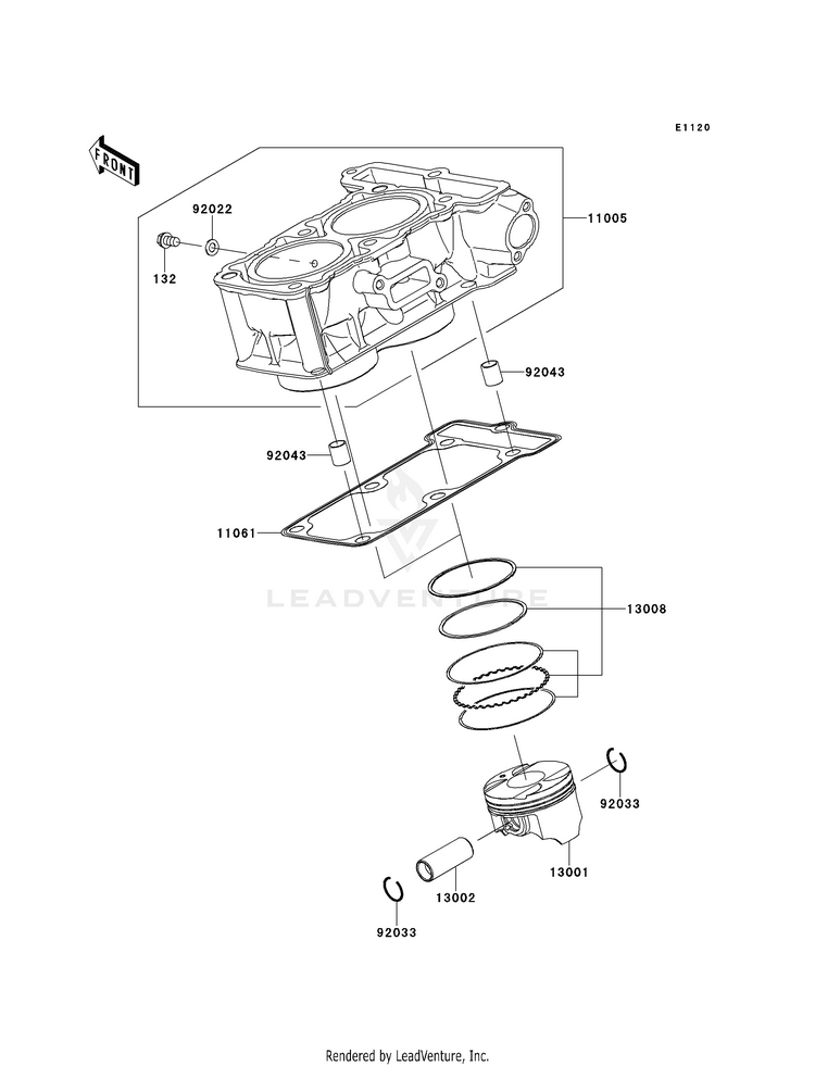 Cylinder/Piston(S) EX300BEF Ninja 300 ABS (2014) Schematic