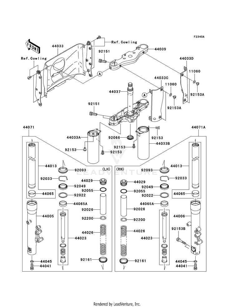 Front Fork (D7f/D7fa/D8f/D8fa) VN1600D8F Vulcan 1600 Nomad (2008) Schematic