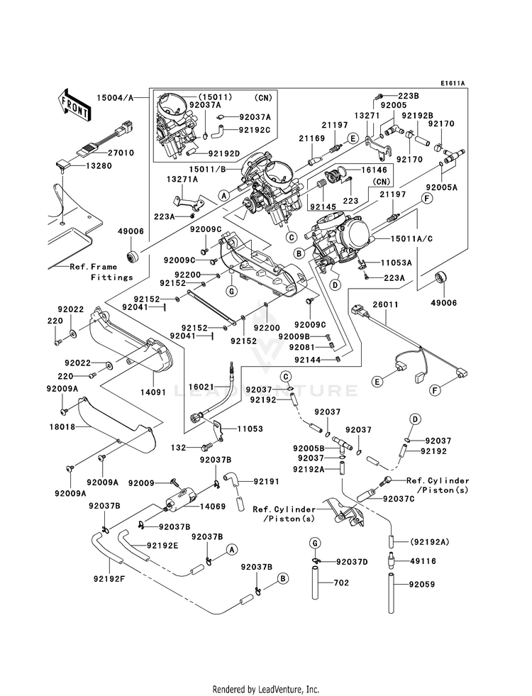Carburetor (A7f) KVF750A7F Brute Force 750 4x4i (2007) Schematic