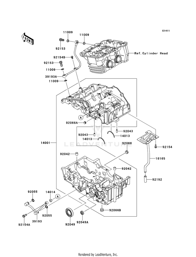 Crankcase EX300BEF Ninja 300 ABS (2014) Schematic